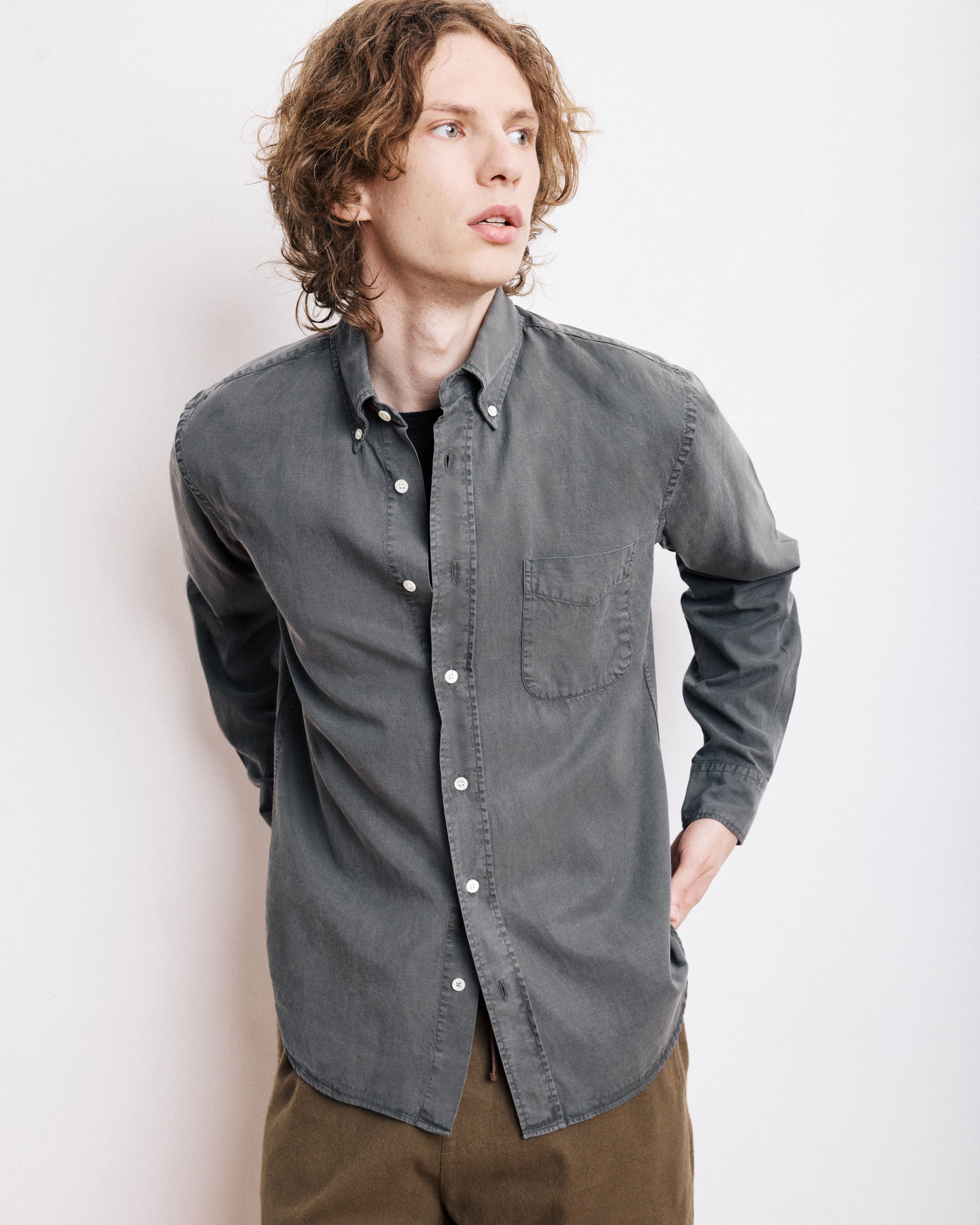 Chemise Homme en Tencel & Coton Vert Militaire Pitt