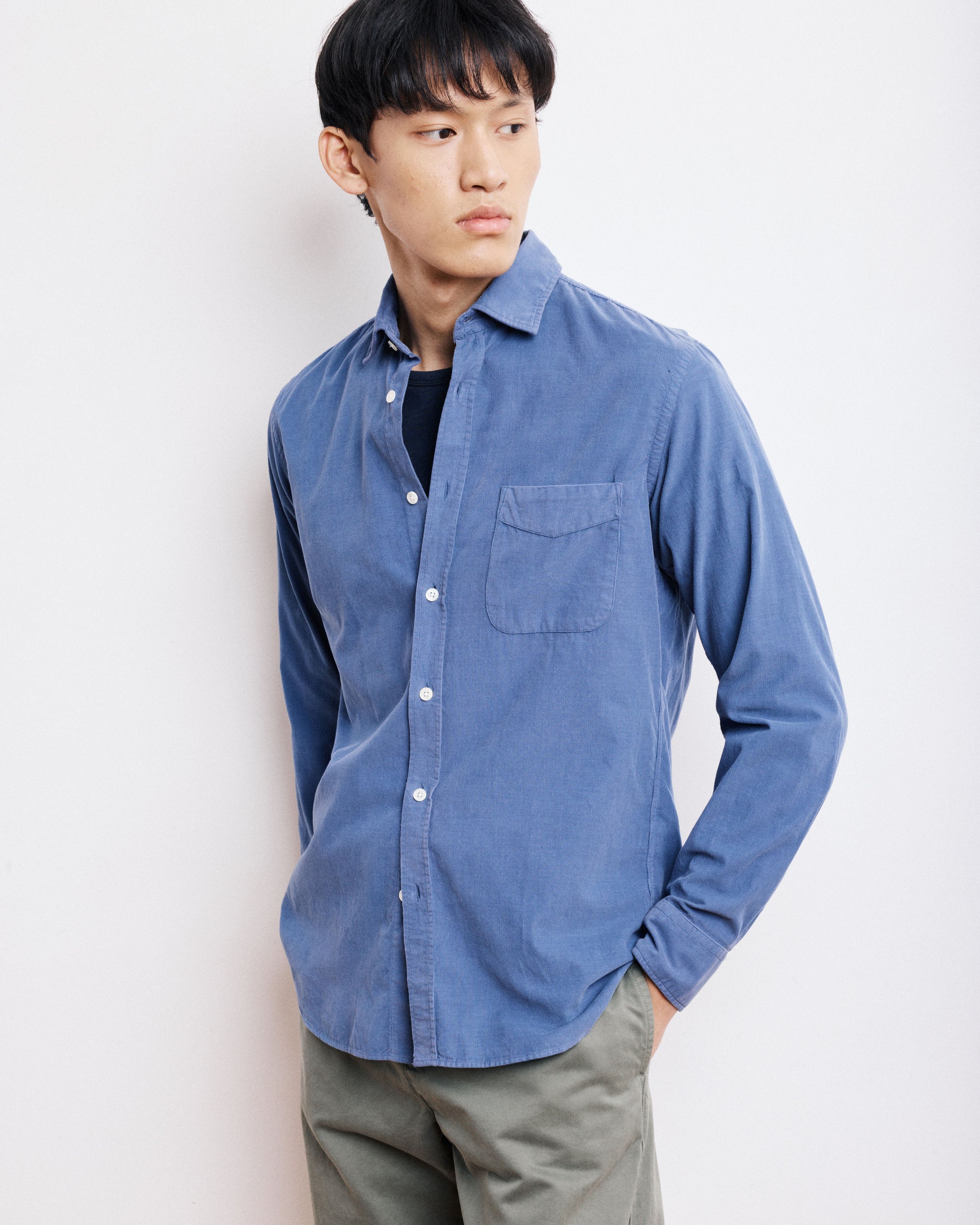 Chemise Homme en Velours Côtelé Bleu Cobalt Storm
