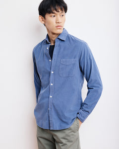 Chemise Homme en Velours Côtelé Bleu Cobalt Storm