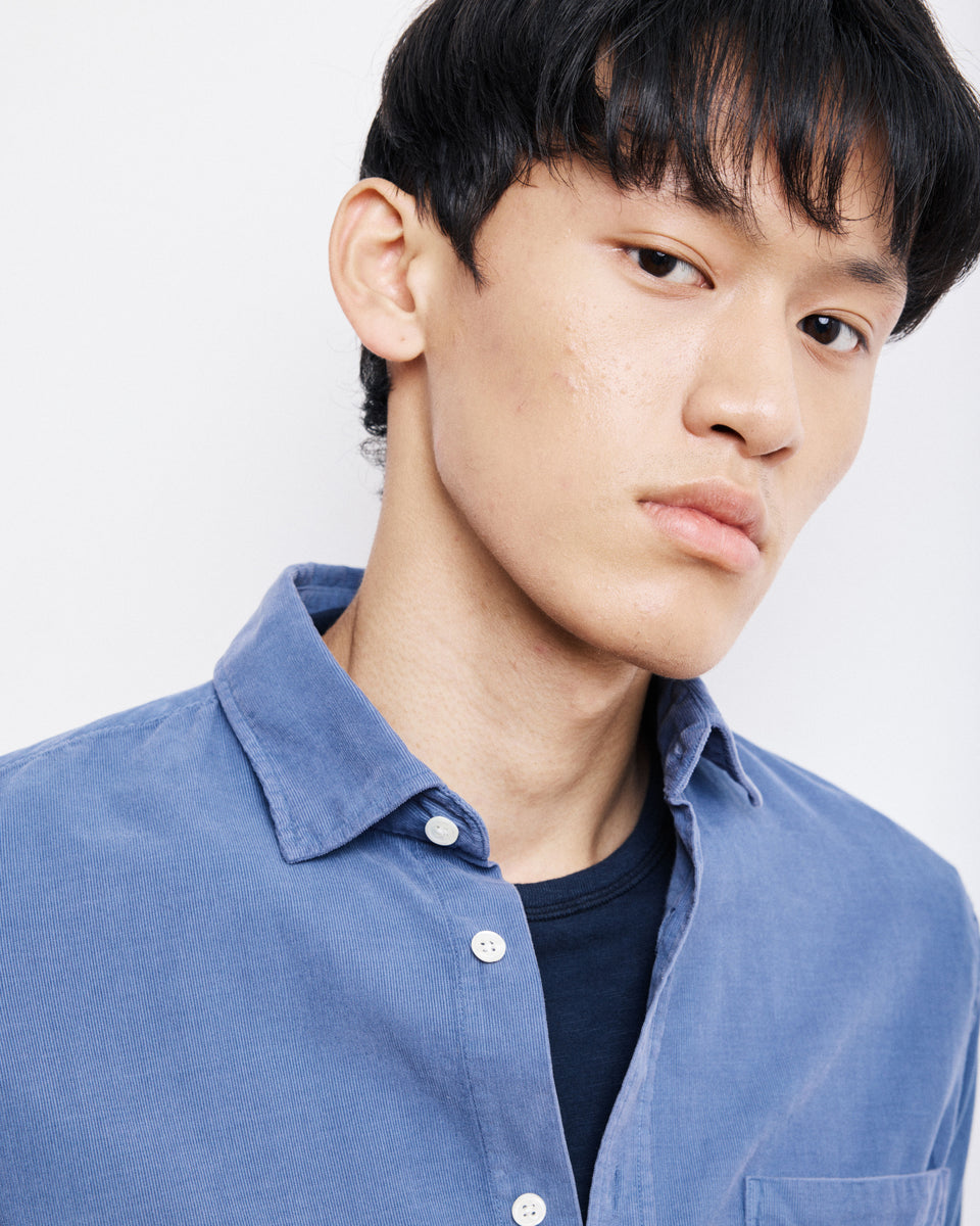Storm Men's Cobalt Blue Thin Corduroy Shirt - Image alternative