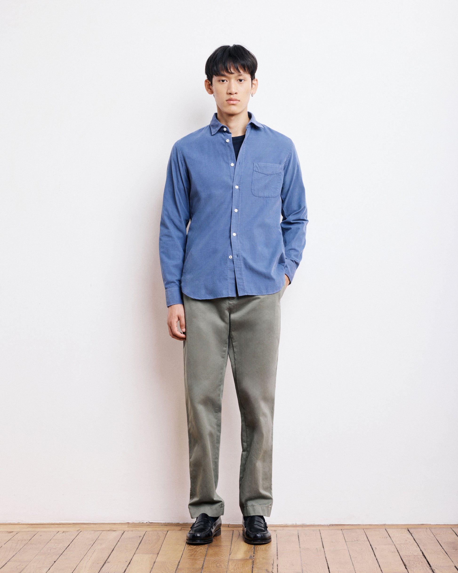 Chemise Homme en Velours Côtelé Bleu Cobalt Storm