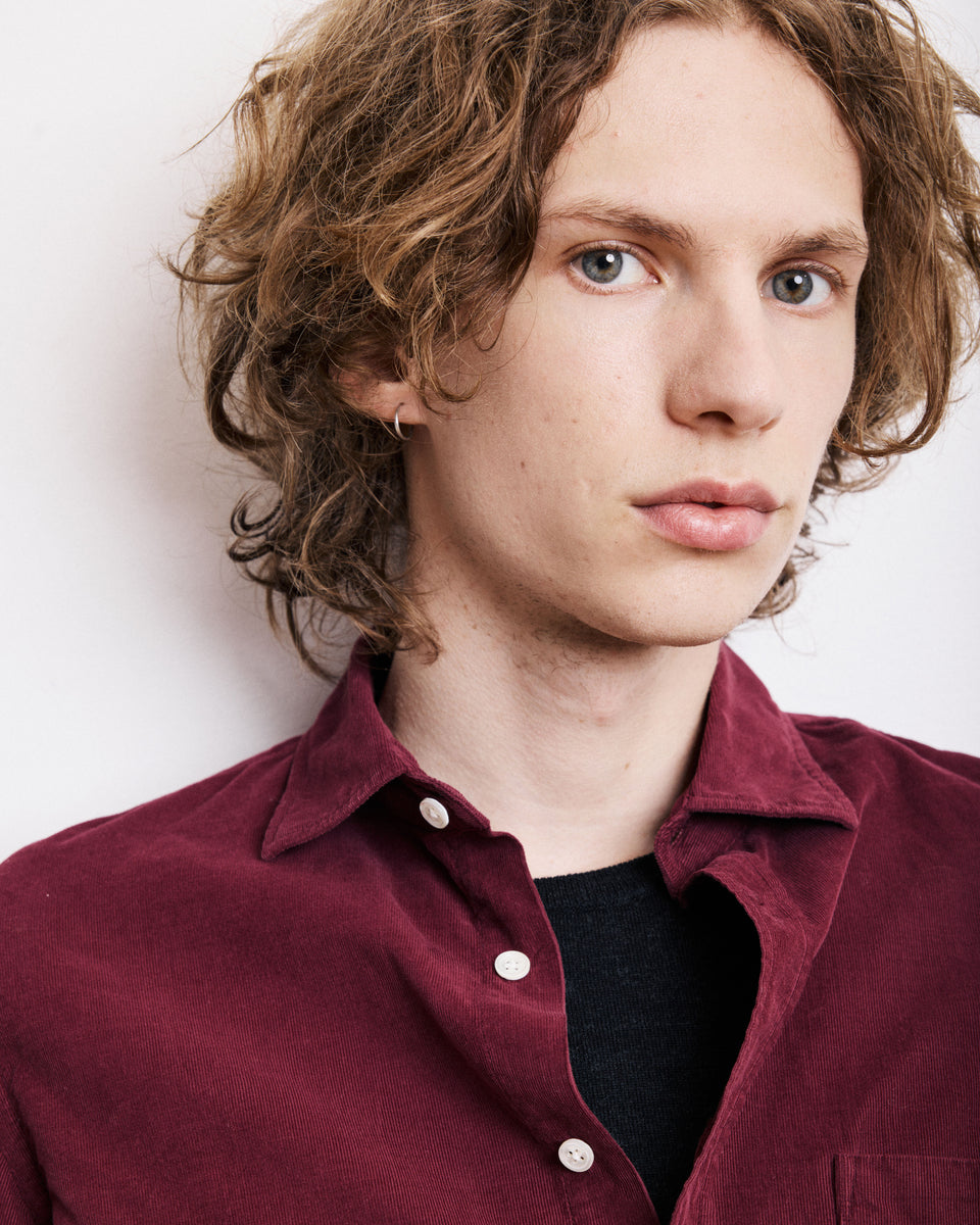 Storm Men's Burgundy Thin Corduroy Shirt - Image alternative