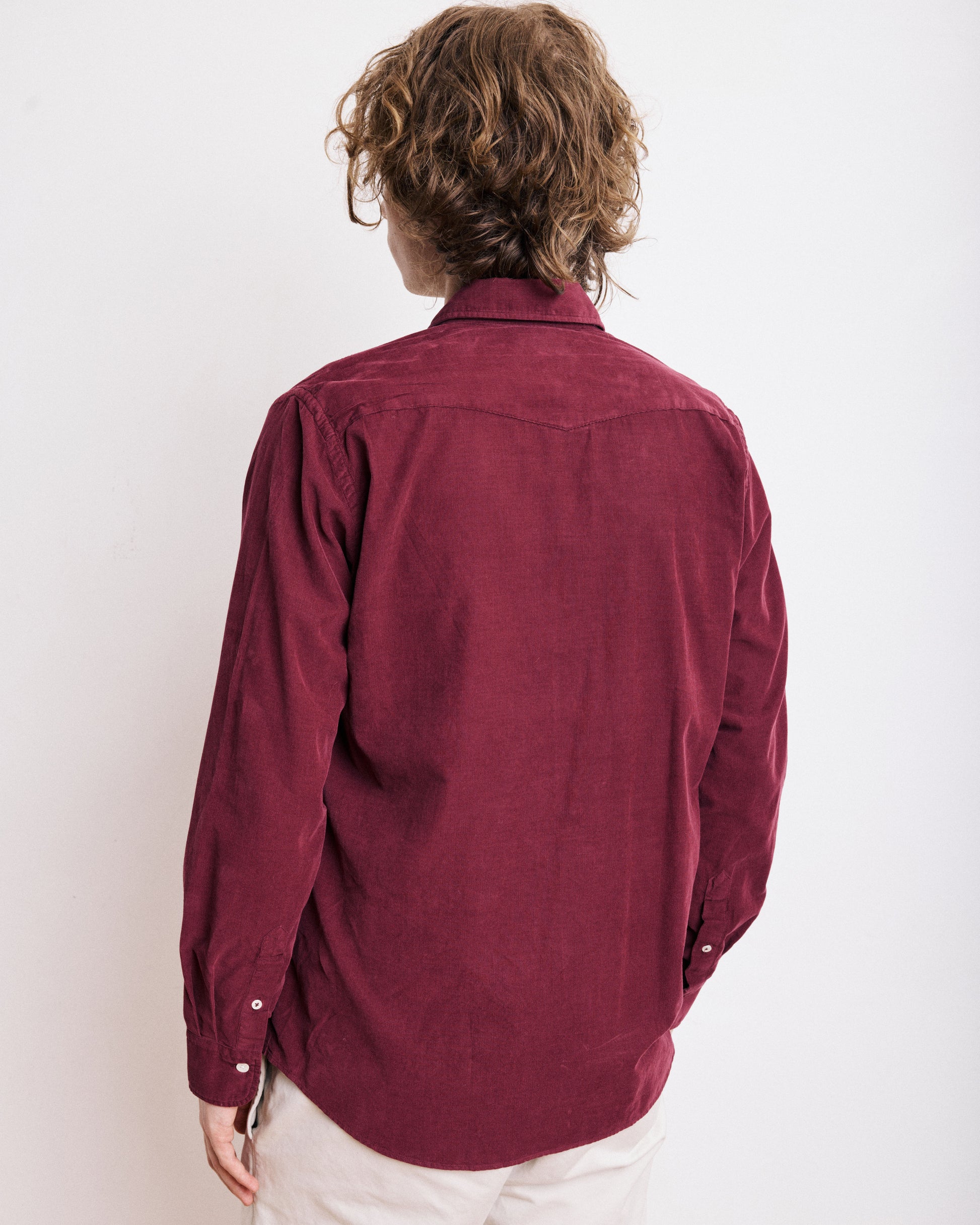 Chemise Homme en Velours Côtelé Bordeaux Storm