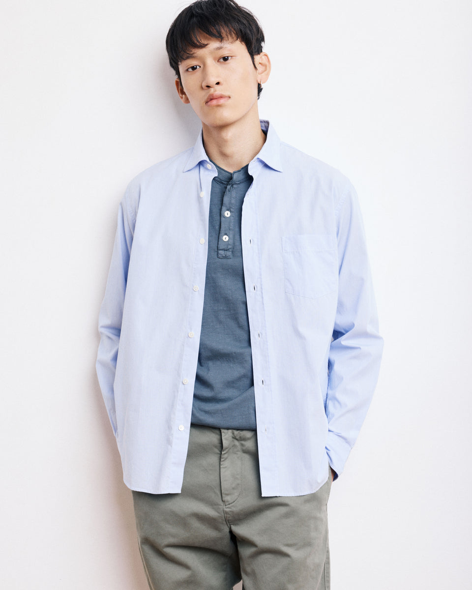 Paul Men's Sky Blue Striped Poplin Shirt - Image principale