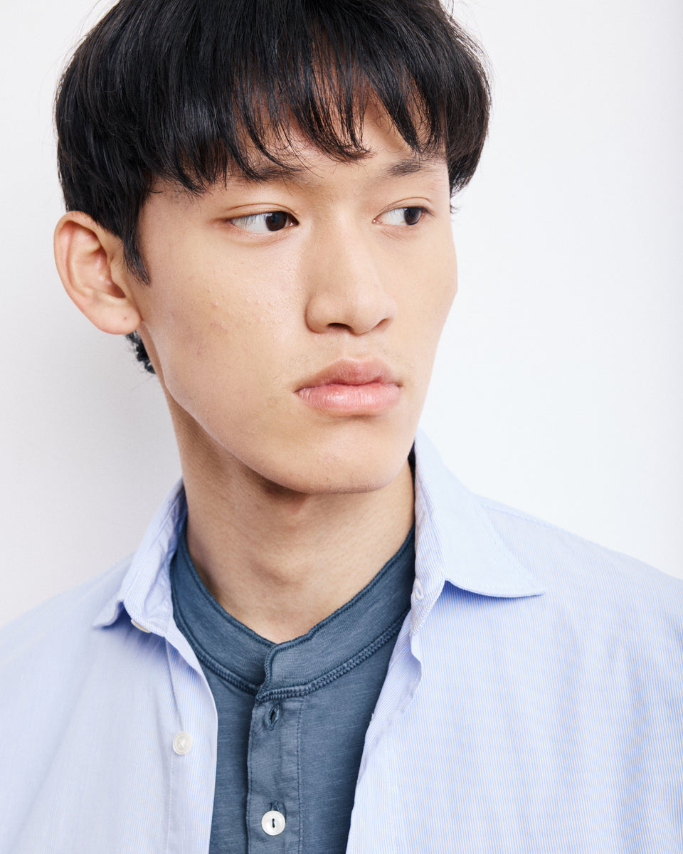 Paul Men's Sky Blue Striped Poplin Shirt - Image alternative