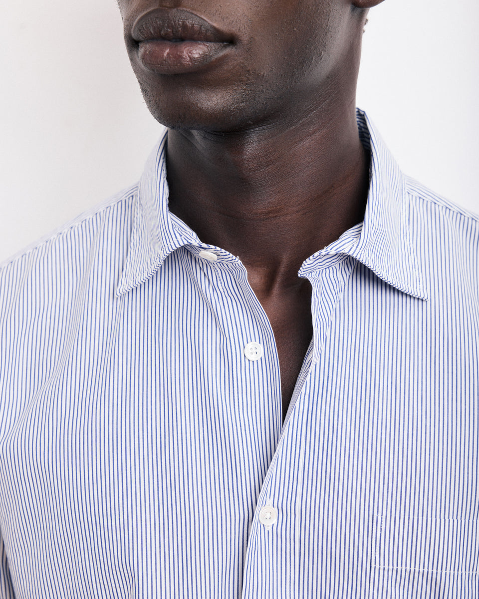 Paul Men's Blue Striped Poplin Shirt - Image alternative