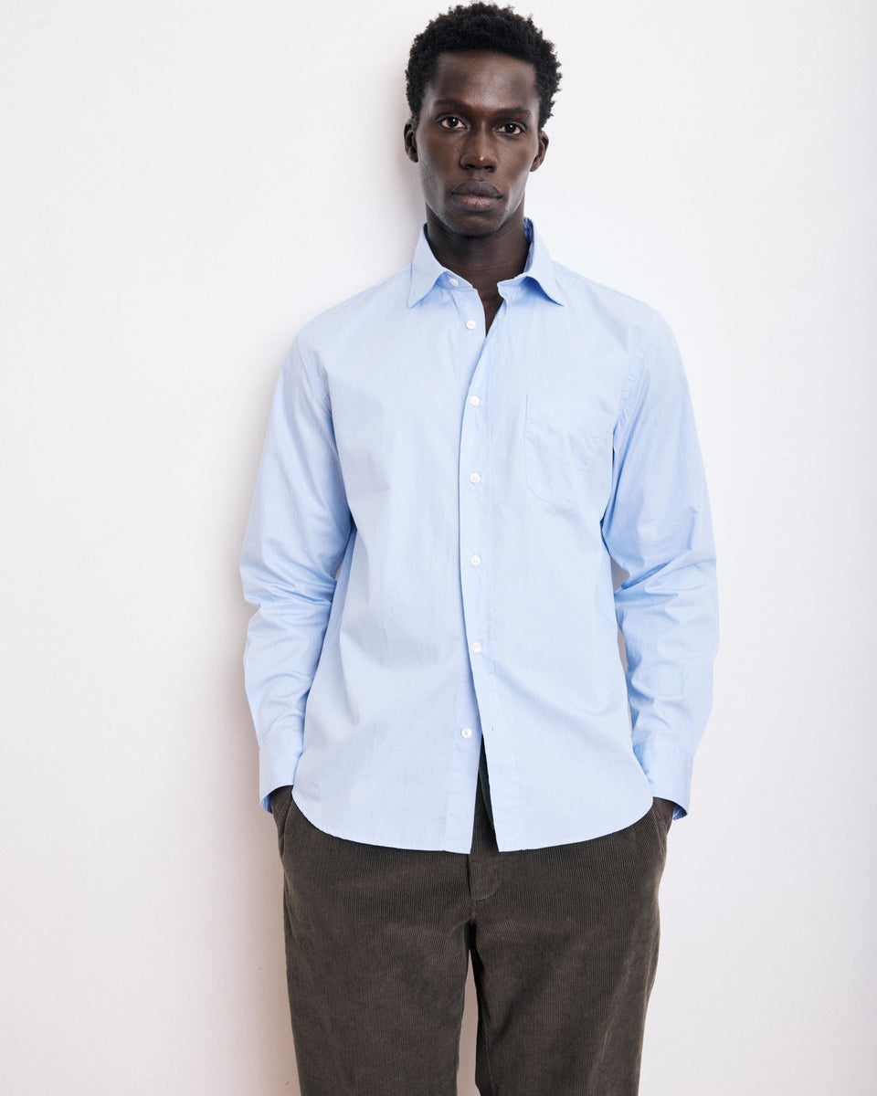 Paul Men's Sky Blue Striped Poplin Shirt - Image principale