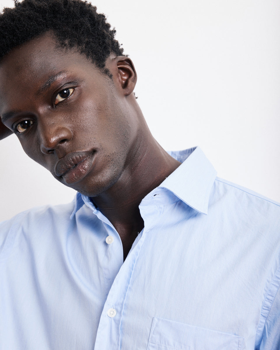 Paul Men's Sky Blue Striped Poplin Shirt - Image alternative