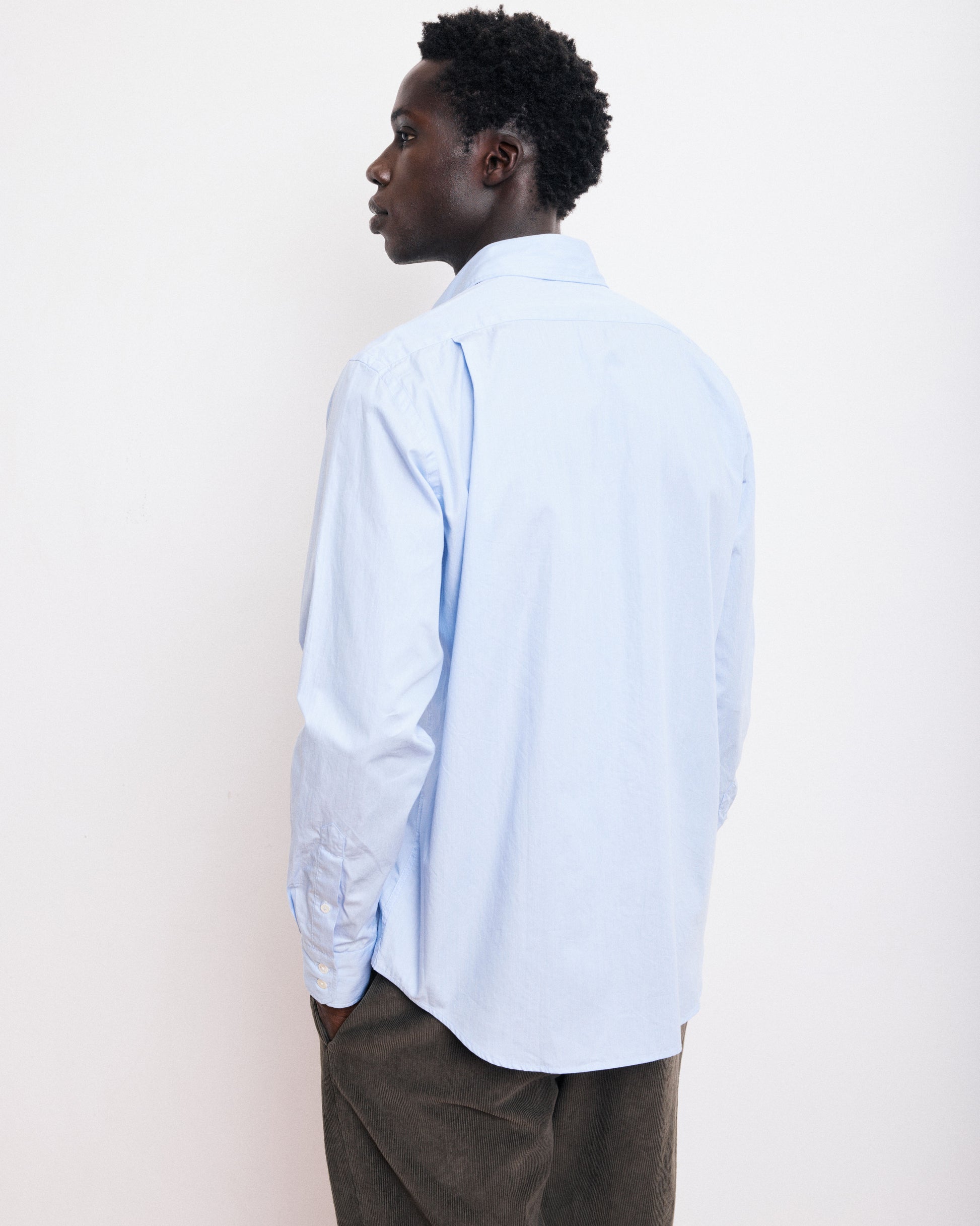 Chemise Homme en Popeline Rayée Bleu Ciel Paul