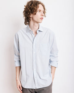 Chemise Homme en Popeline Rayée Bleu Paul