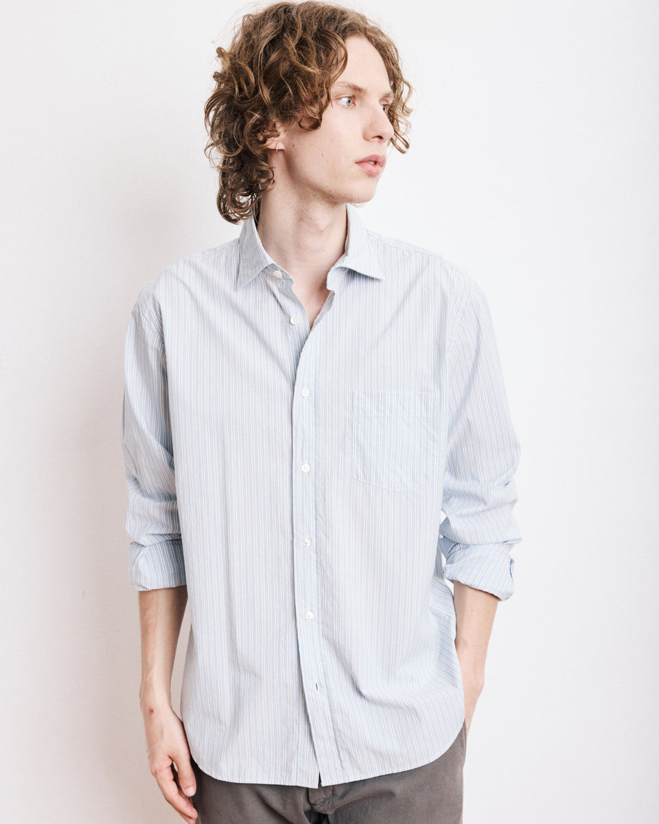 Paul Men's Blue Striped Poplin Shirt - Image principale