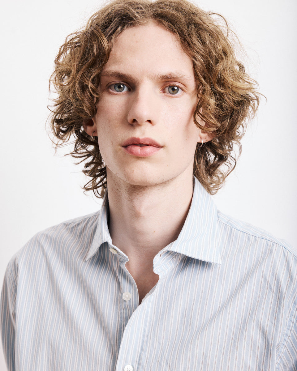 Paul Men's Blue Striped Poplin Shirt - Image alternative