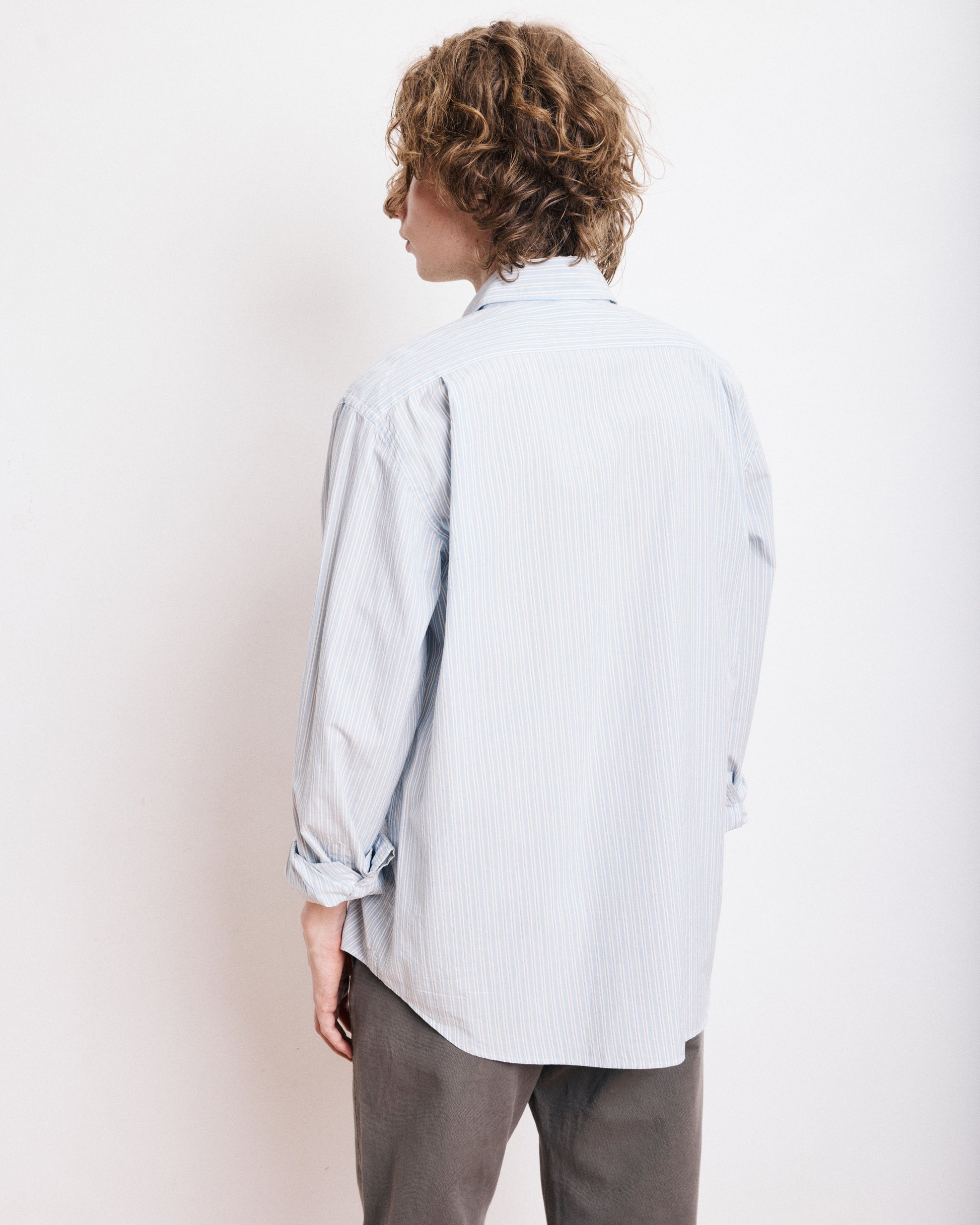 Chemise Homme en Popeline Rayée Bleu Paul