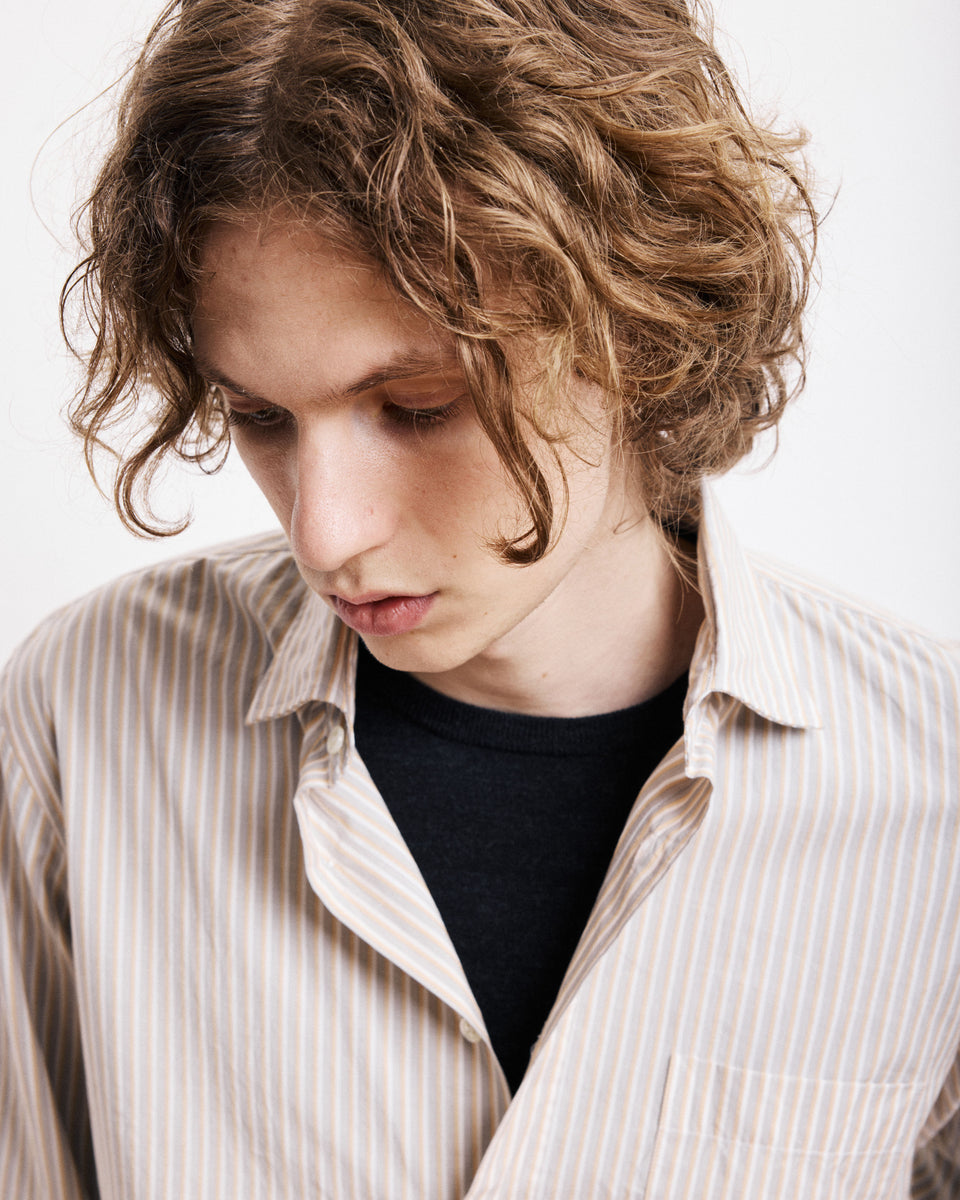 Paul Men's Yellow & Green Striped Poplin Shirt - Image alternative