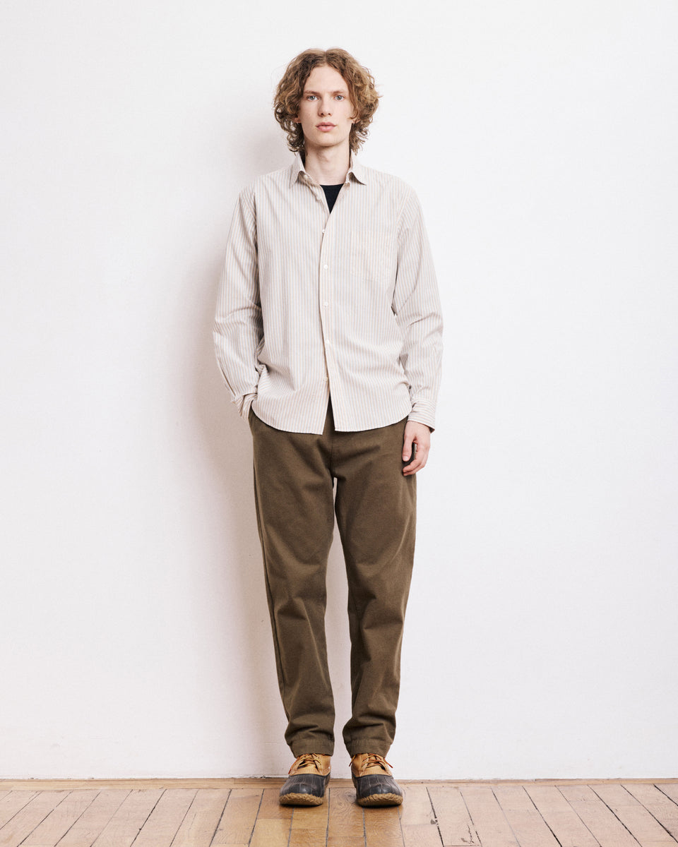 Camisa Hombre en Popelina Paul de rayas amarillas y verdes - Image alternative