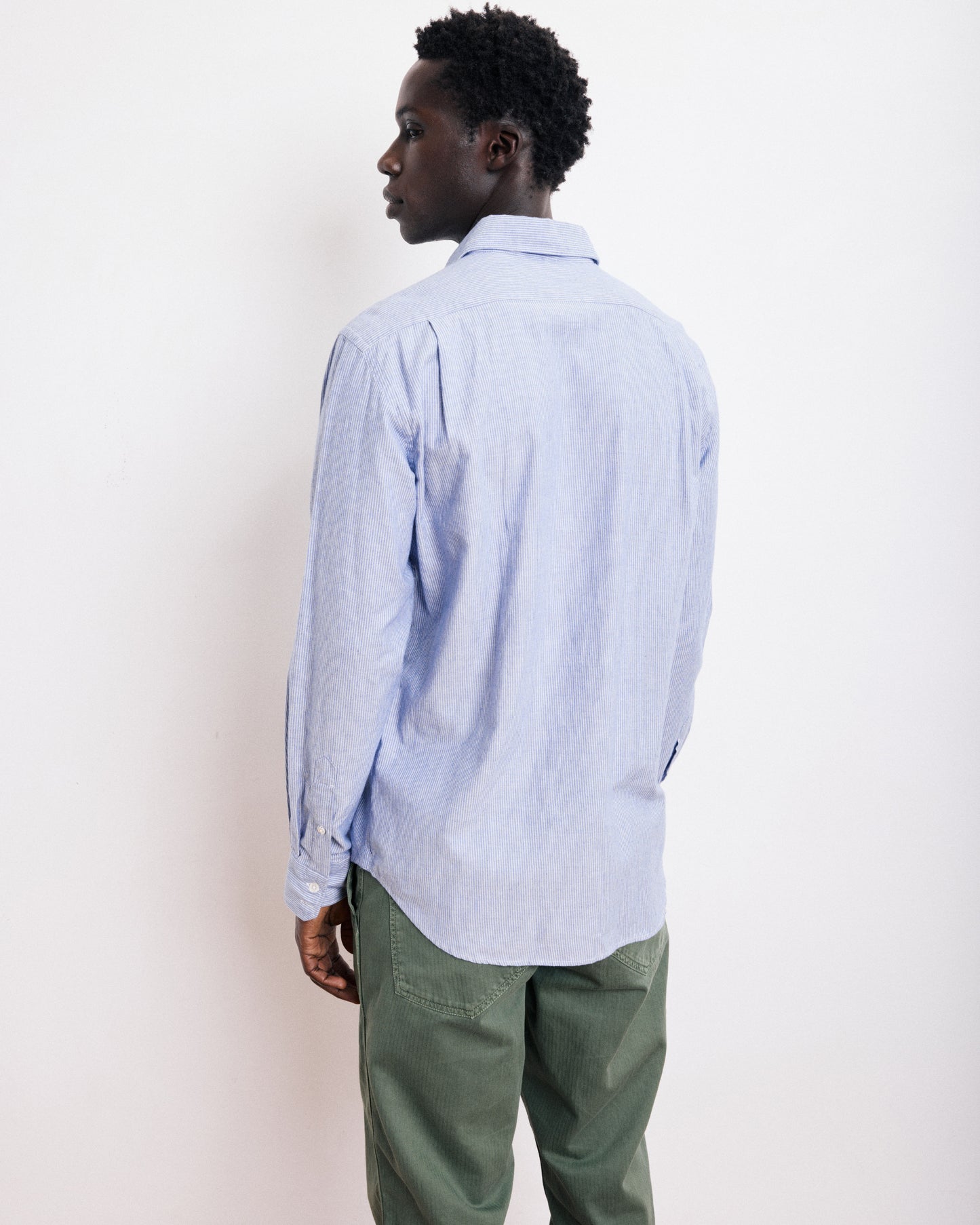Chemise Homme en Gabardine de Coton Brossé Bleu Indigo Paul