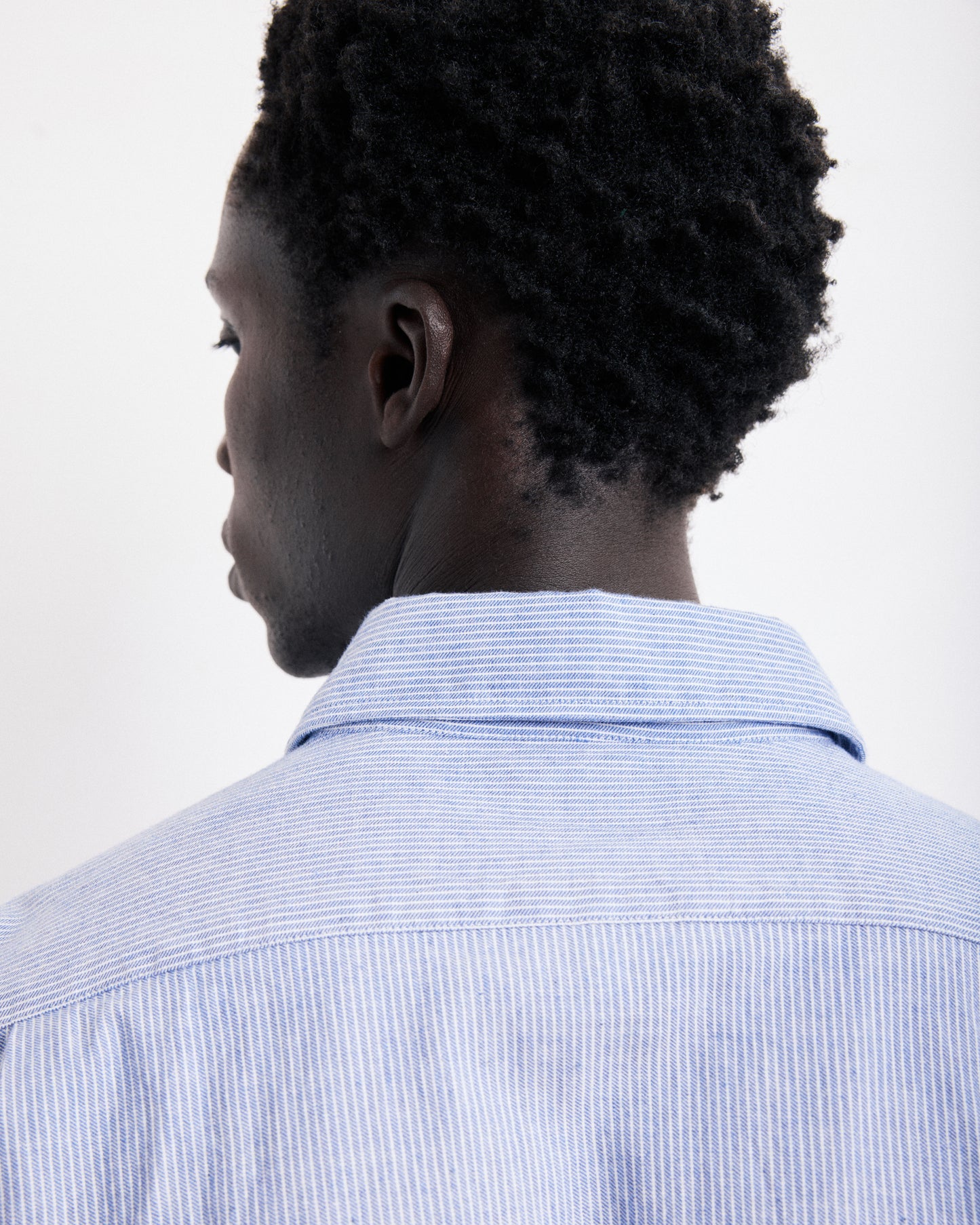 Chemise Homme en Gabardine de Coton Brossé Bleu Indigo Paul