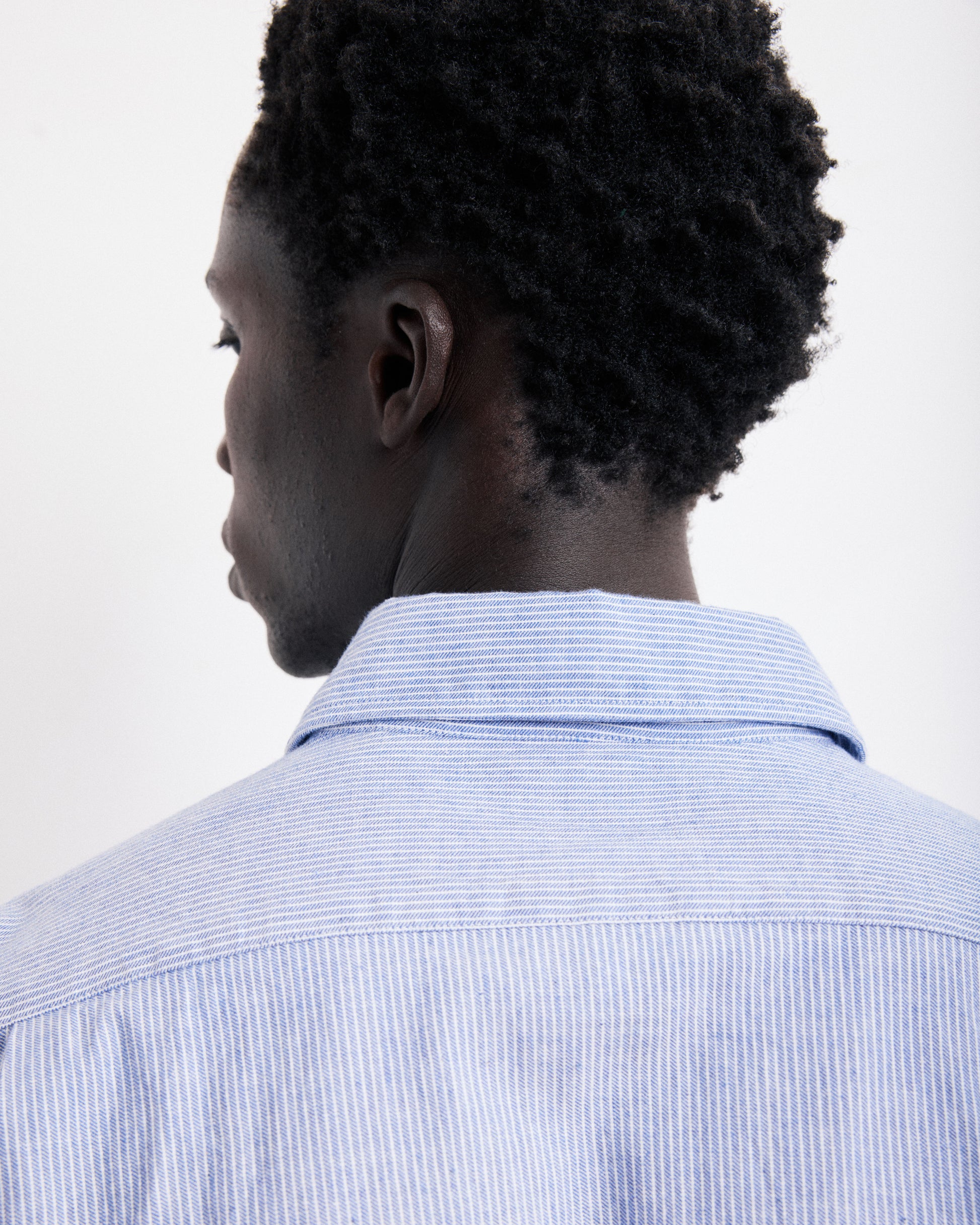 Chemise Homme en Gabardine de Coton Brossé Bleu Indigo Paul