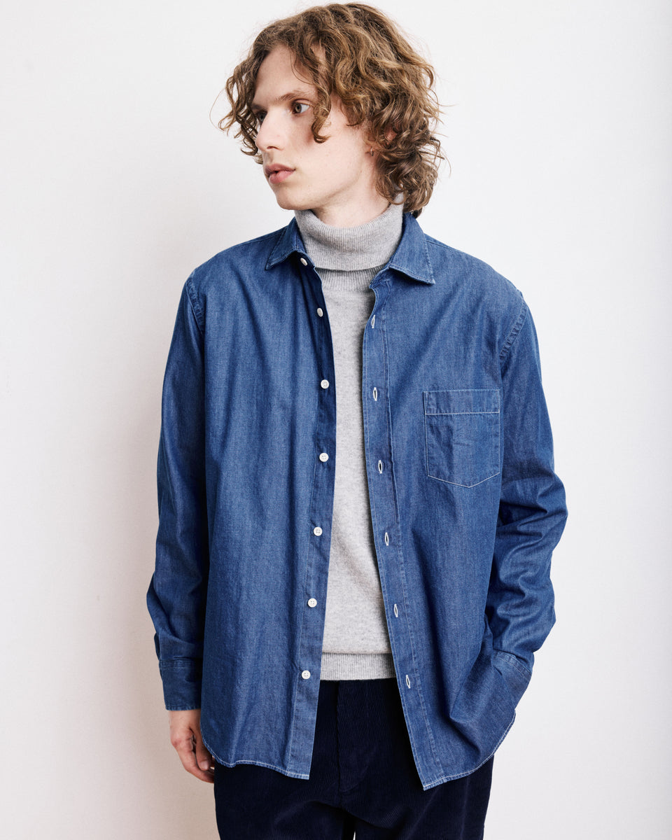Camisa Hombre en Denim Paul Azul índigo - Image principale