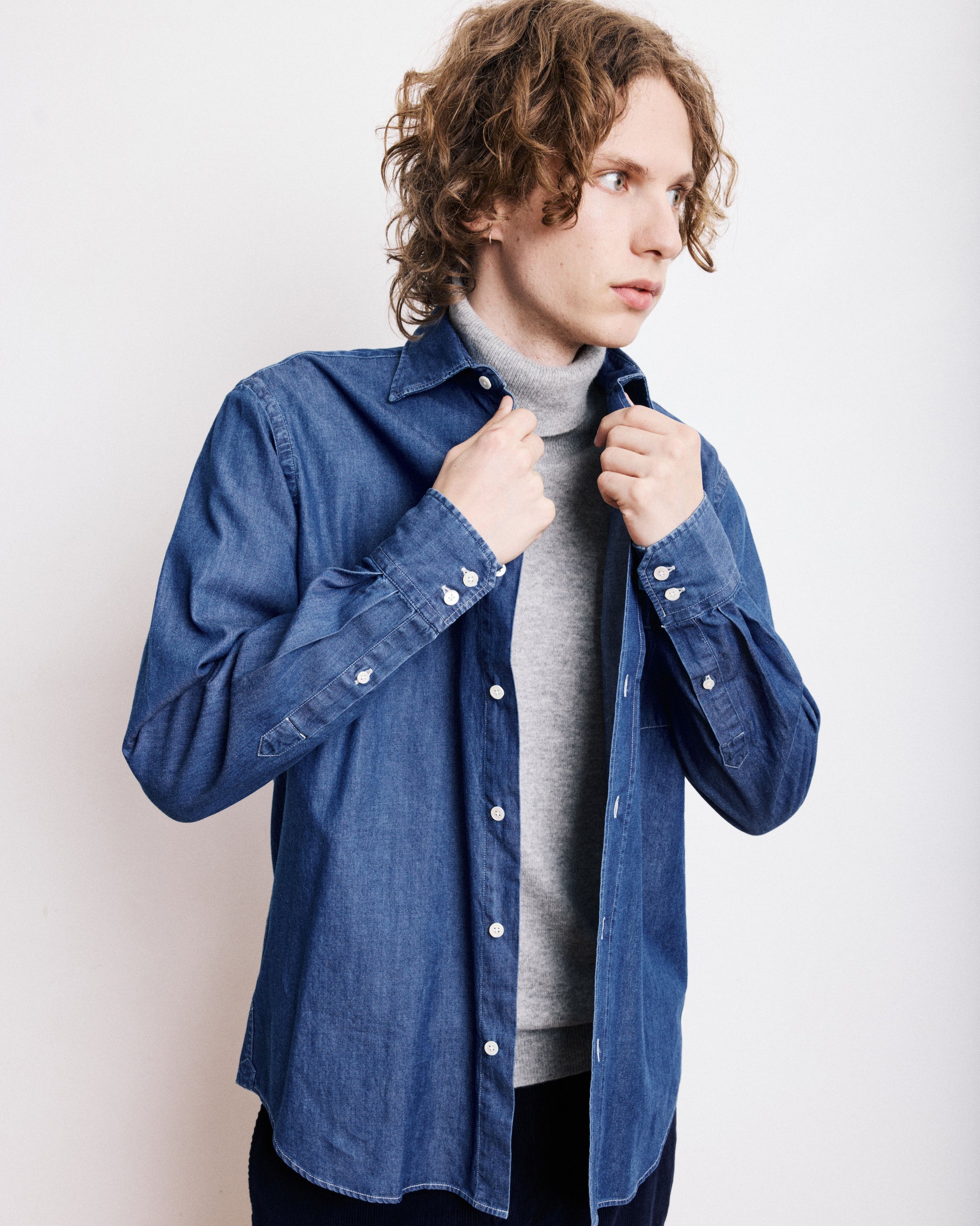 Chemise Homme en Denim Bleu Indigo Paul