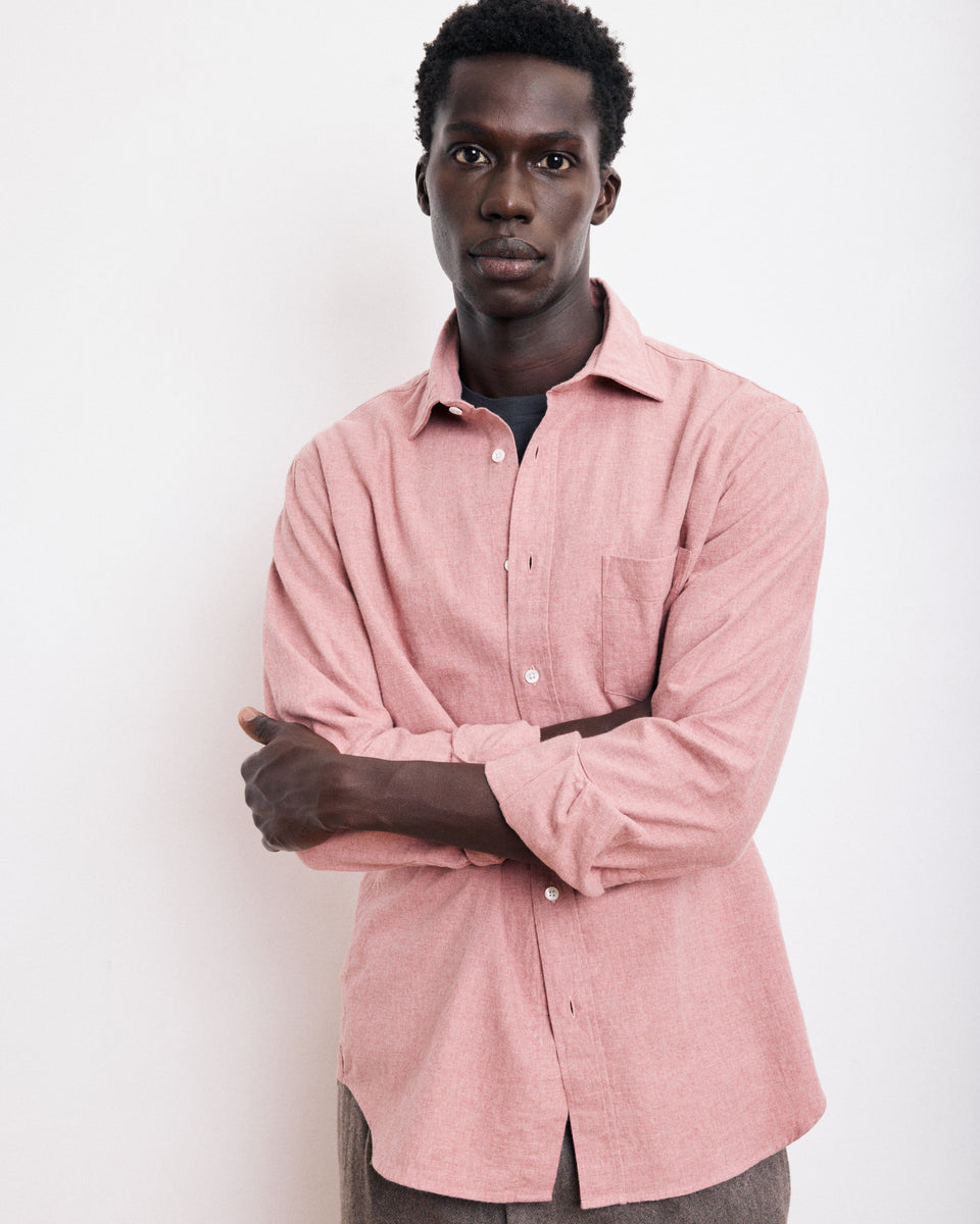 Paul Men's Red Cotton Flannel Shirt - Image alternative