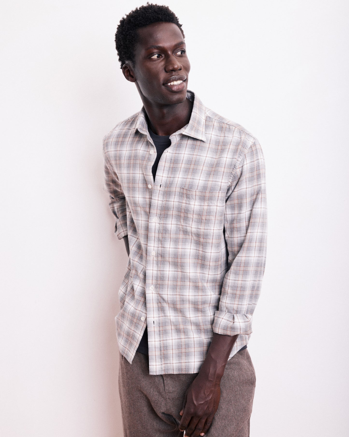 Chemise Homme en Coton à Carreaux Gris Paul