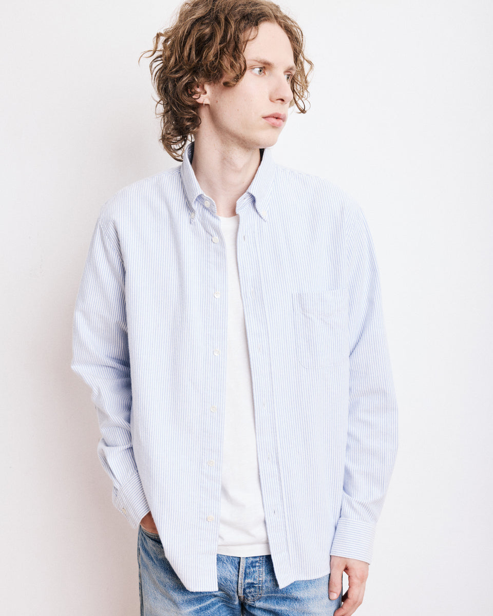 Pitt Men's Blue Brushed Oxford Shirt - Image principale