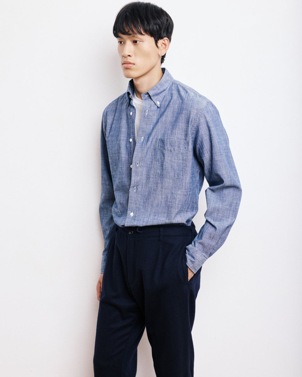 Pitt Men's Indigo Blue Chambray Shirt - Image principale