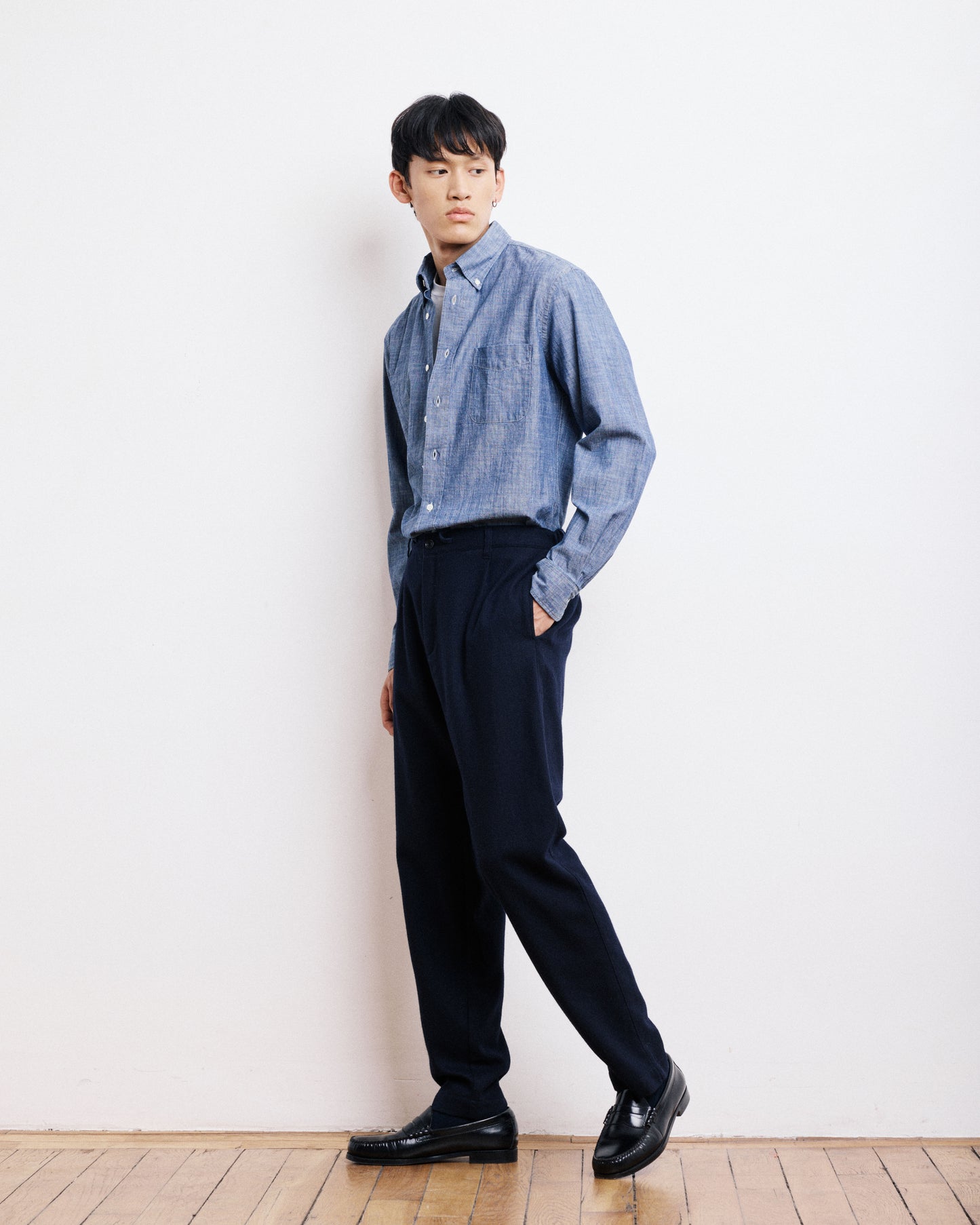 Chemise Homme en Chambray Bleu Indigo Pitt