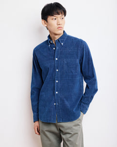 Chemise Homme en Velours Côtelé Bleu Indigo Pitt