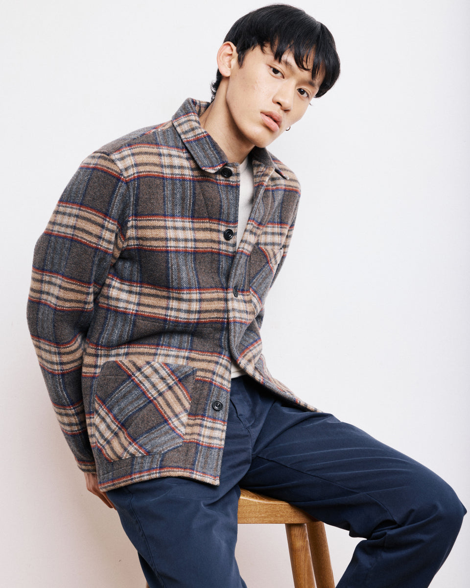 Perry Men's Brown Checked Double Face Wool Jacket - Image alternative