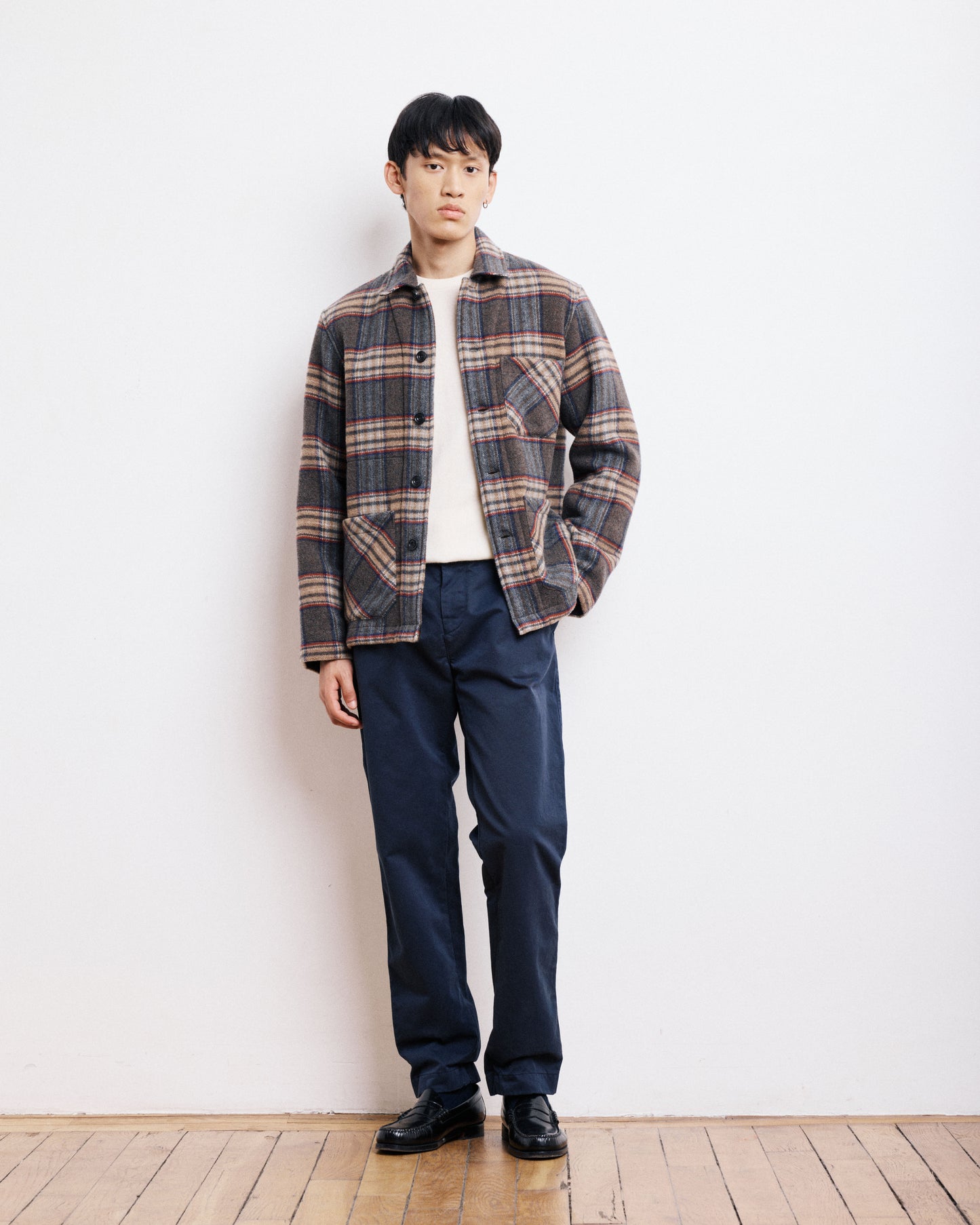 Veste Homme en Laine Double Face à carreaux Brun Perry