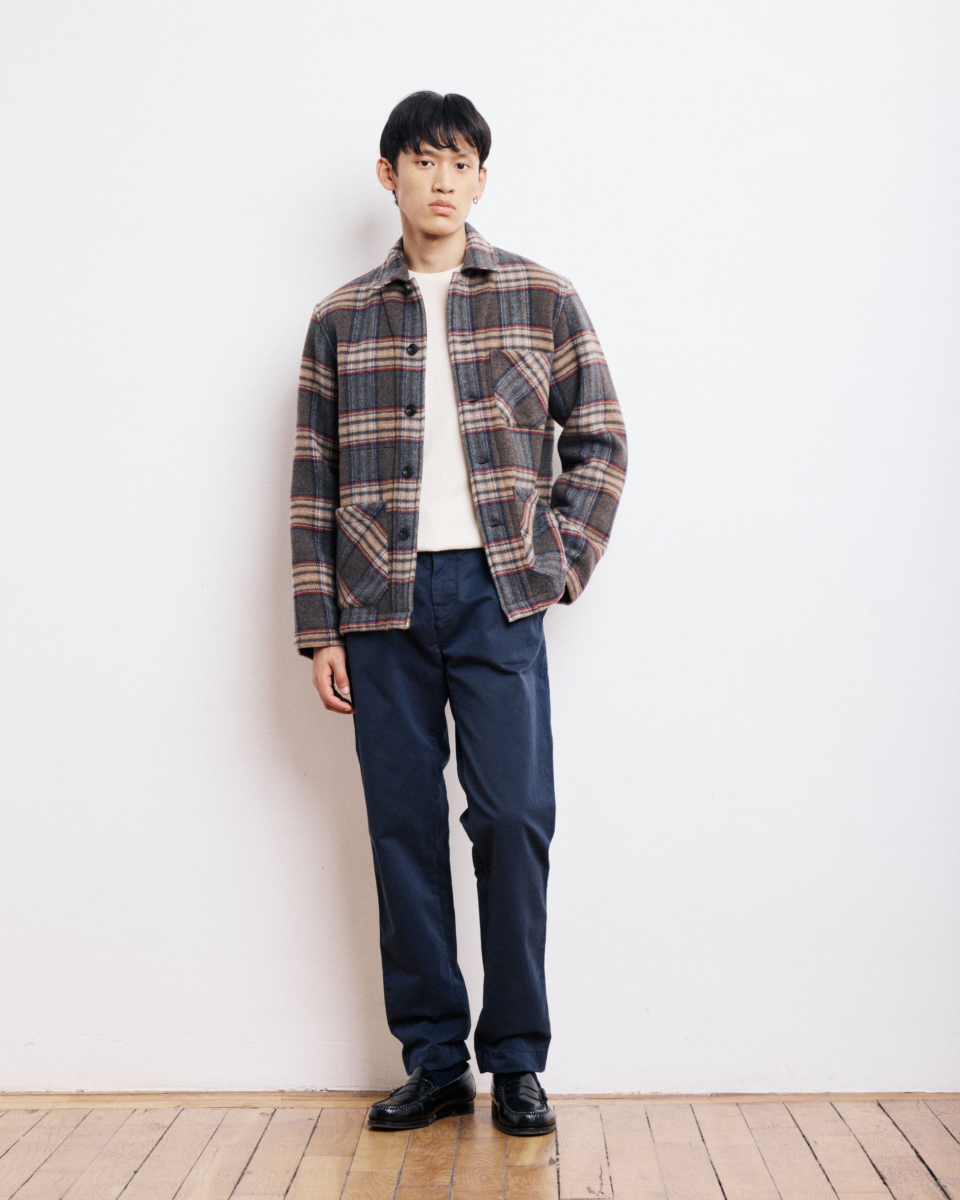 Veste Homme en Laine Double Face à carreaux Brun Perry