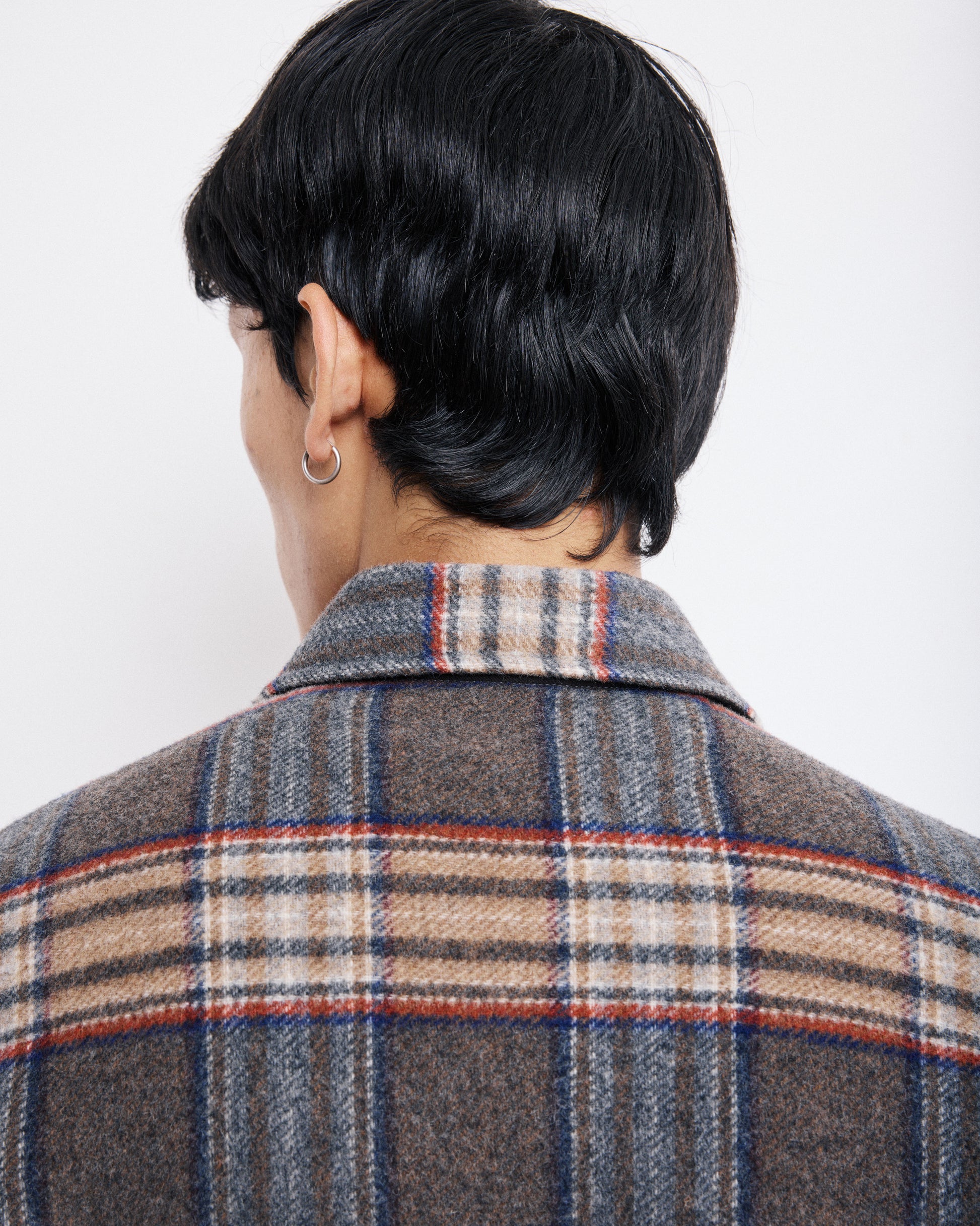 Veste Homme en Laine Double Face à carreaux Brun Perry