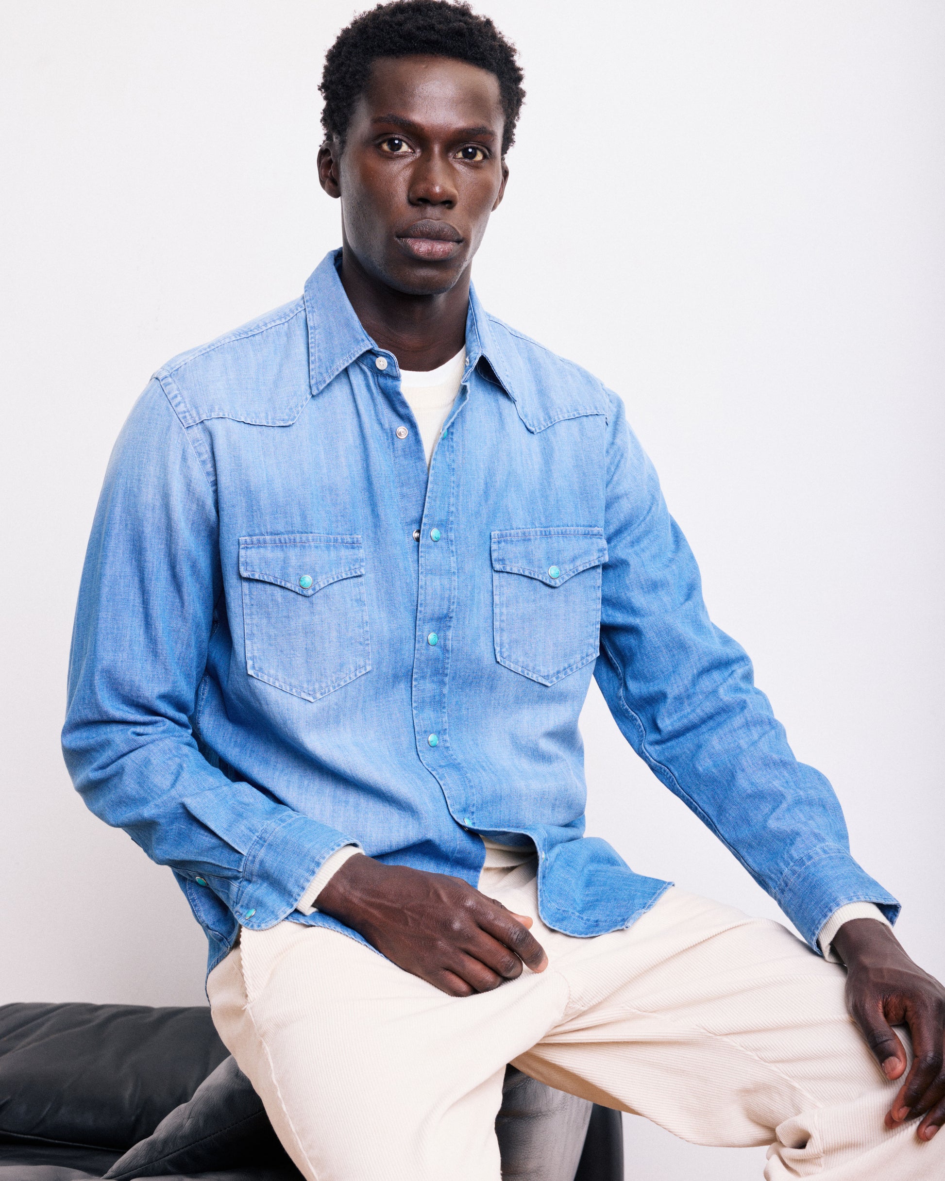 Chemise Homme en Denim Bleu Indigo Phoenix