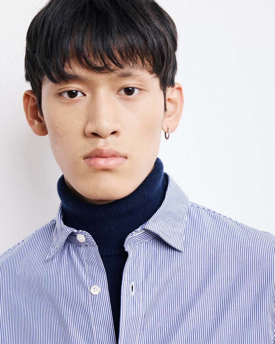 Sammy Men's Blue Striped Poplin Shirt - Image alternative