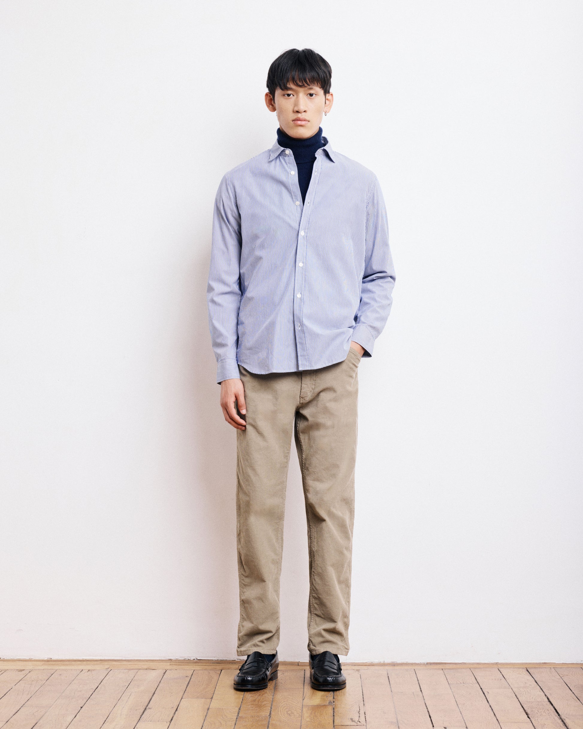 Chemise Homme en Popeline Rayée Bleu Sammy