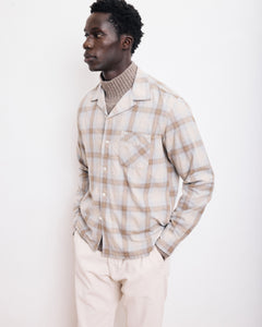 Chemise Homme en Coton à Carreaux Gris & Beige Palmito