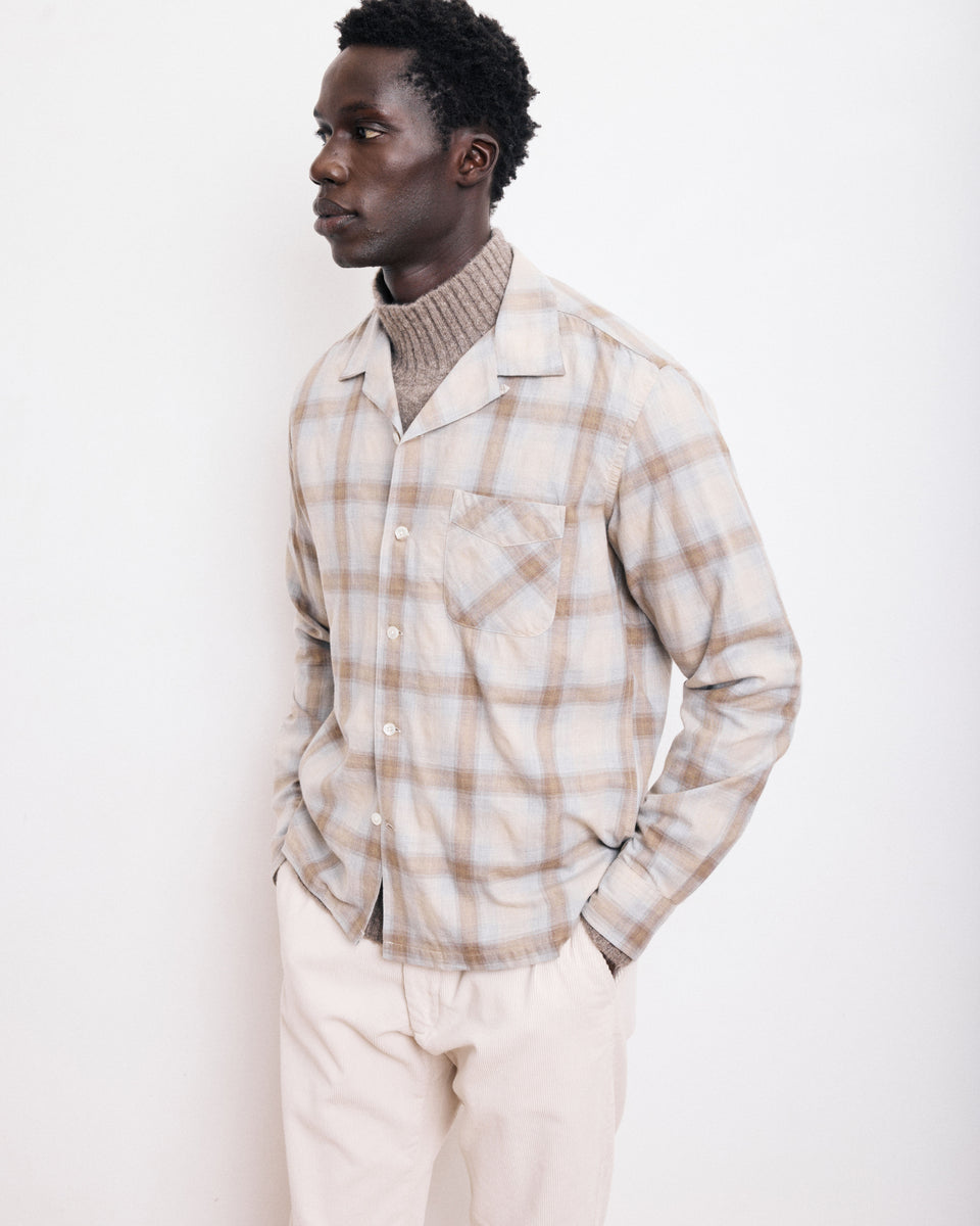Palmito Men's Grey & Beige Checked Cotton Shirt - Image principale