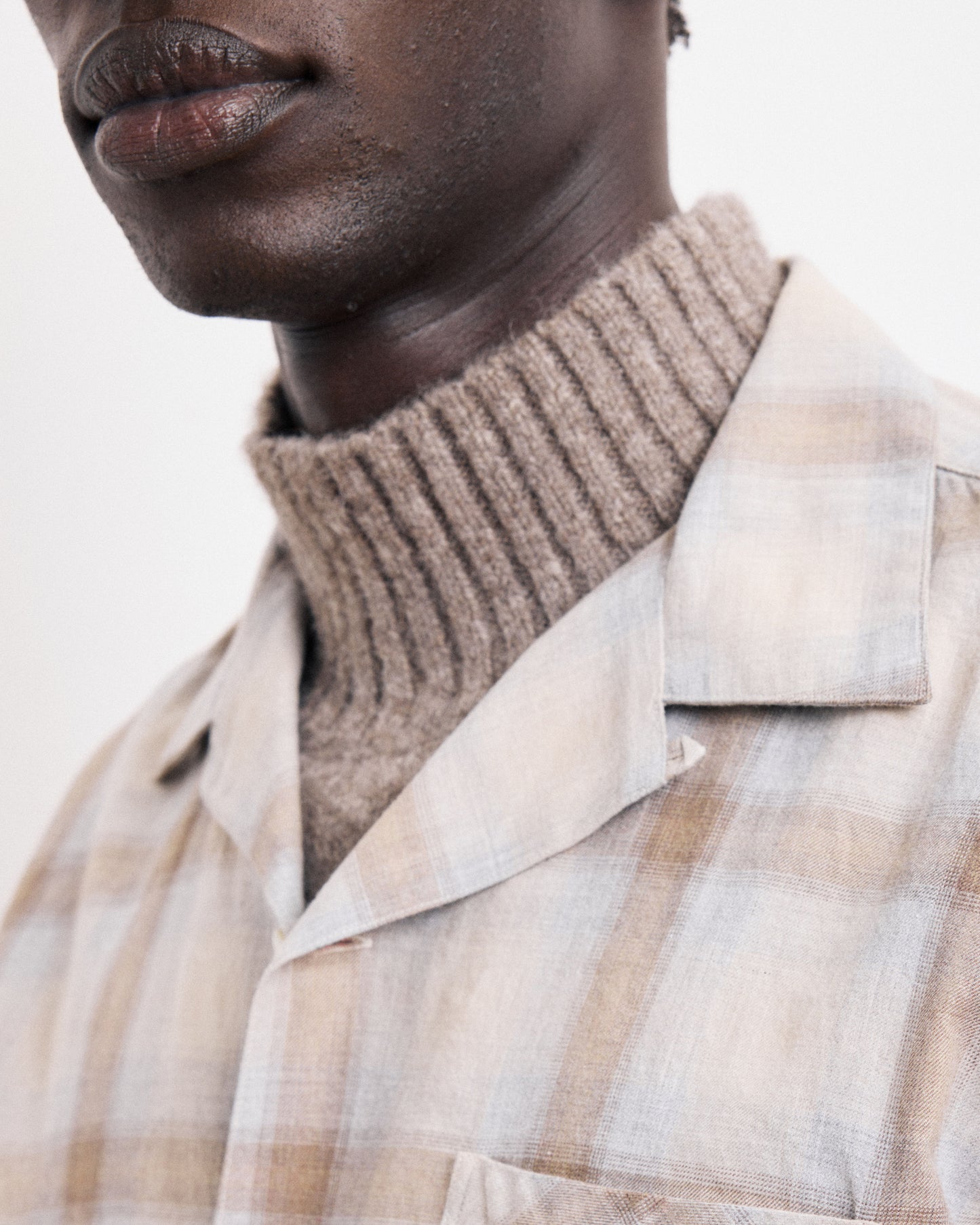 Chemise Homme en Coton à Carreaux Gris & Beige Palmito