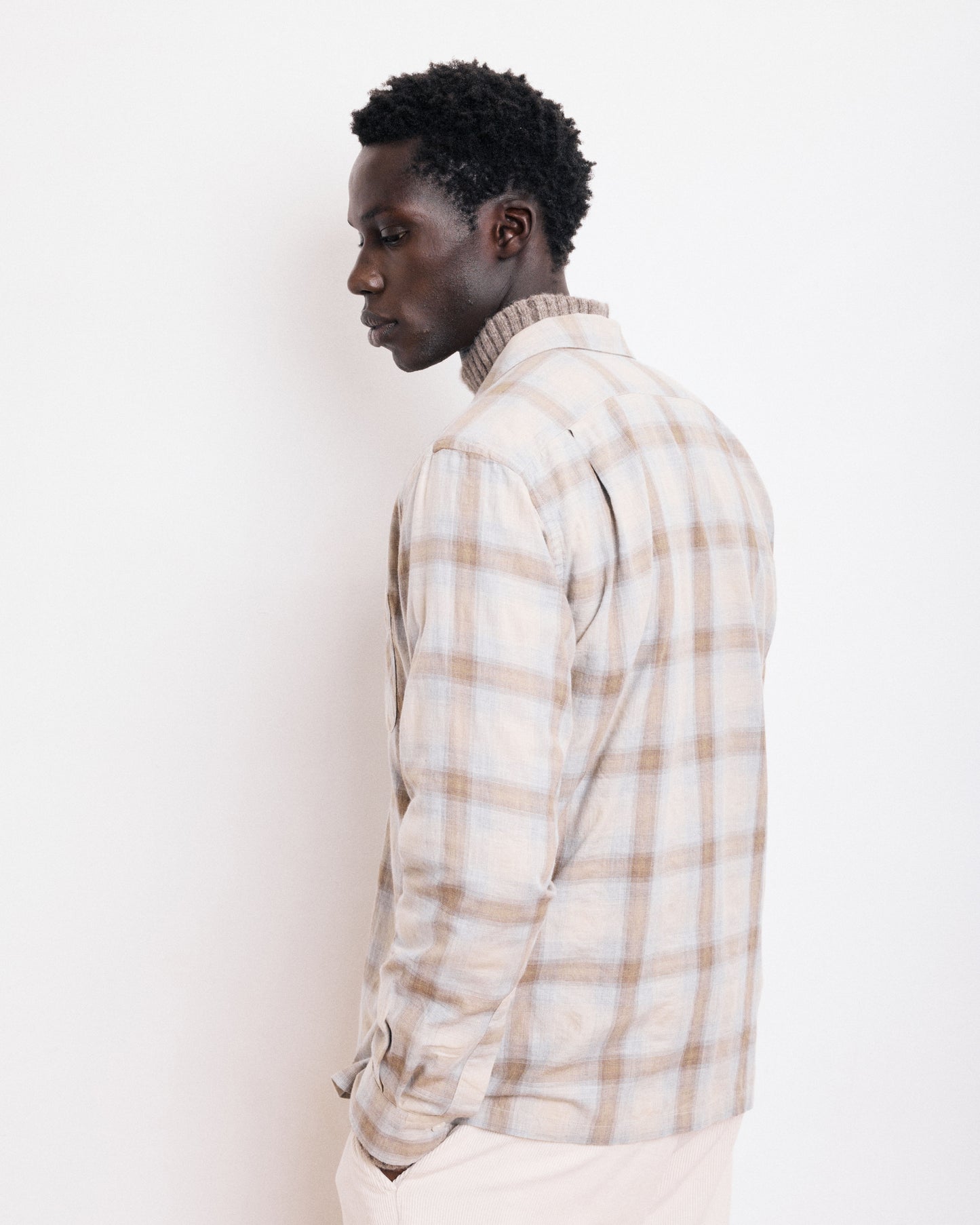Chemise Homme en Coton à Carreaux Gris & Beige Palmito