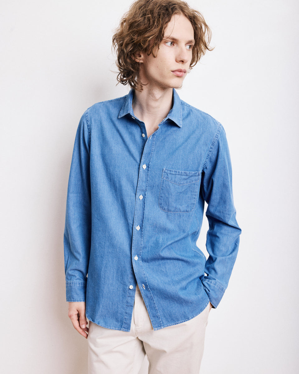 Camisa Hombre en Denim Azul tormenta índigo - Image principale