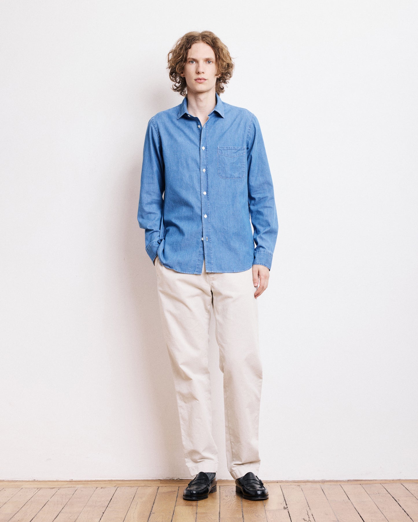 Chemise Homme en Denim Bleu Indigo Storm
