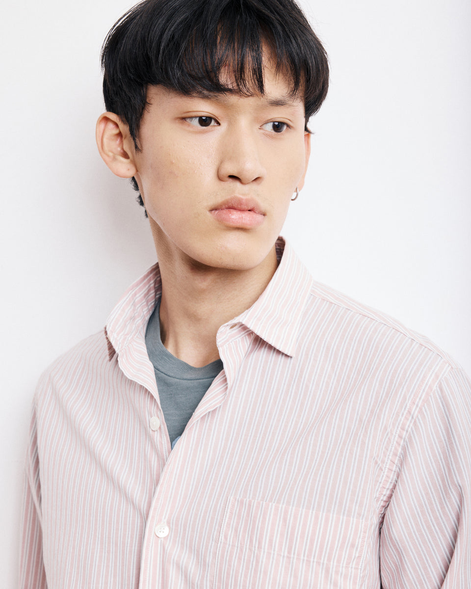 Patt Men's Pink Striped Poplin Shirt - Image alternative