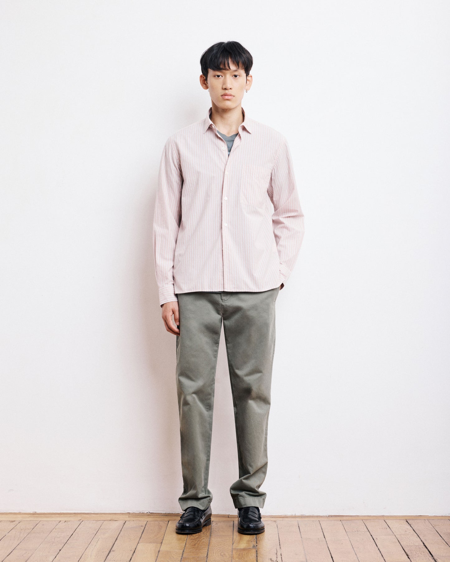 Chemise Homme en Popeline Rayée Rose Patt