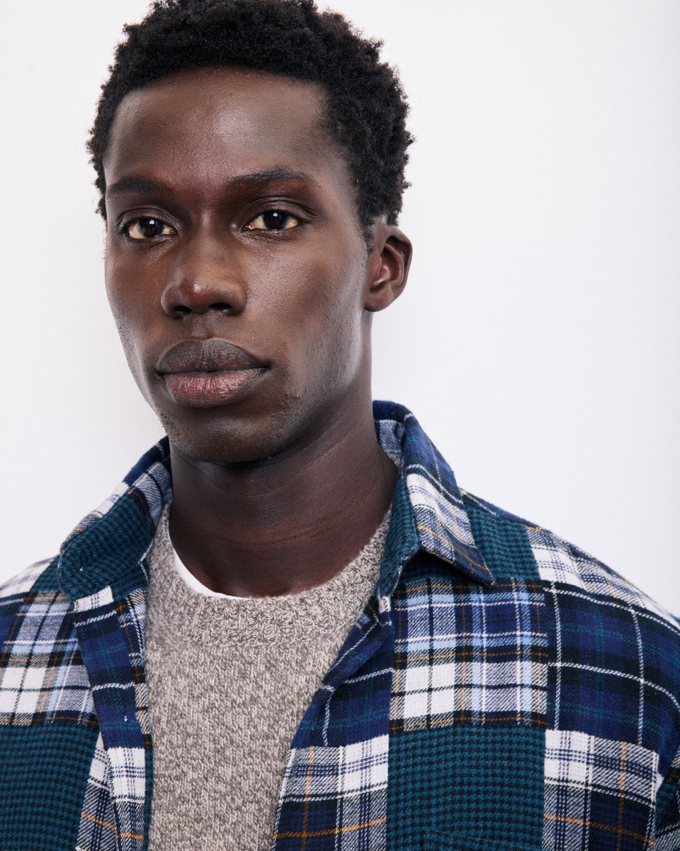 Patt Men's Blue Patchwork Flannel Shirt - Image alternative