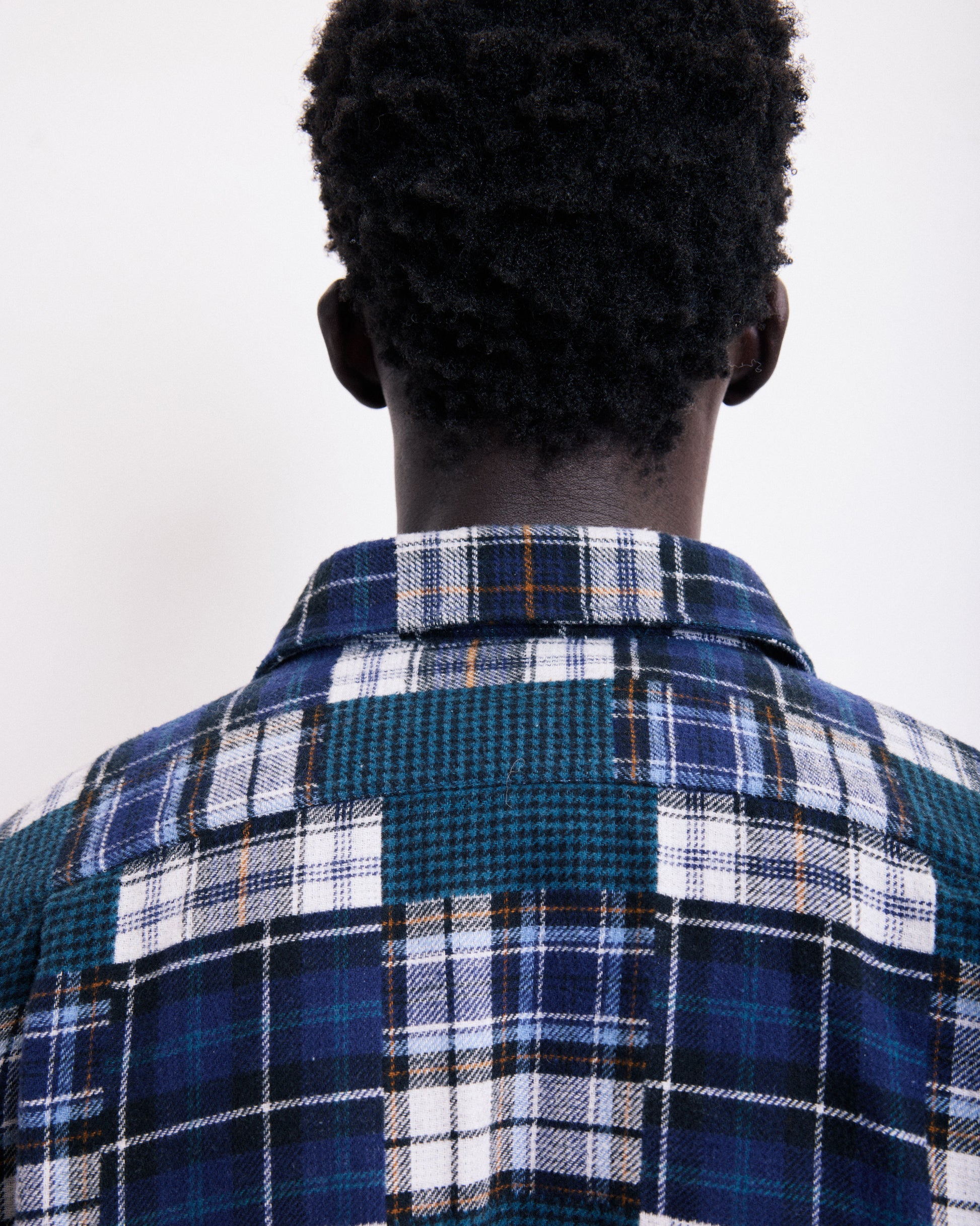 Chemise Homme en flanelle patchwork Bleu Patt