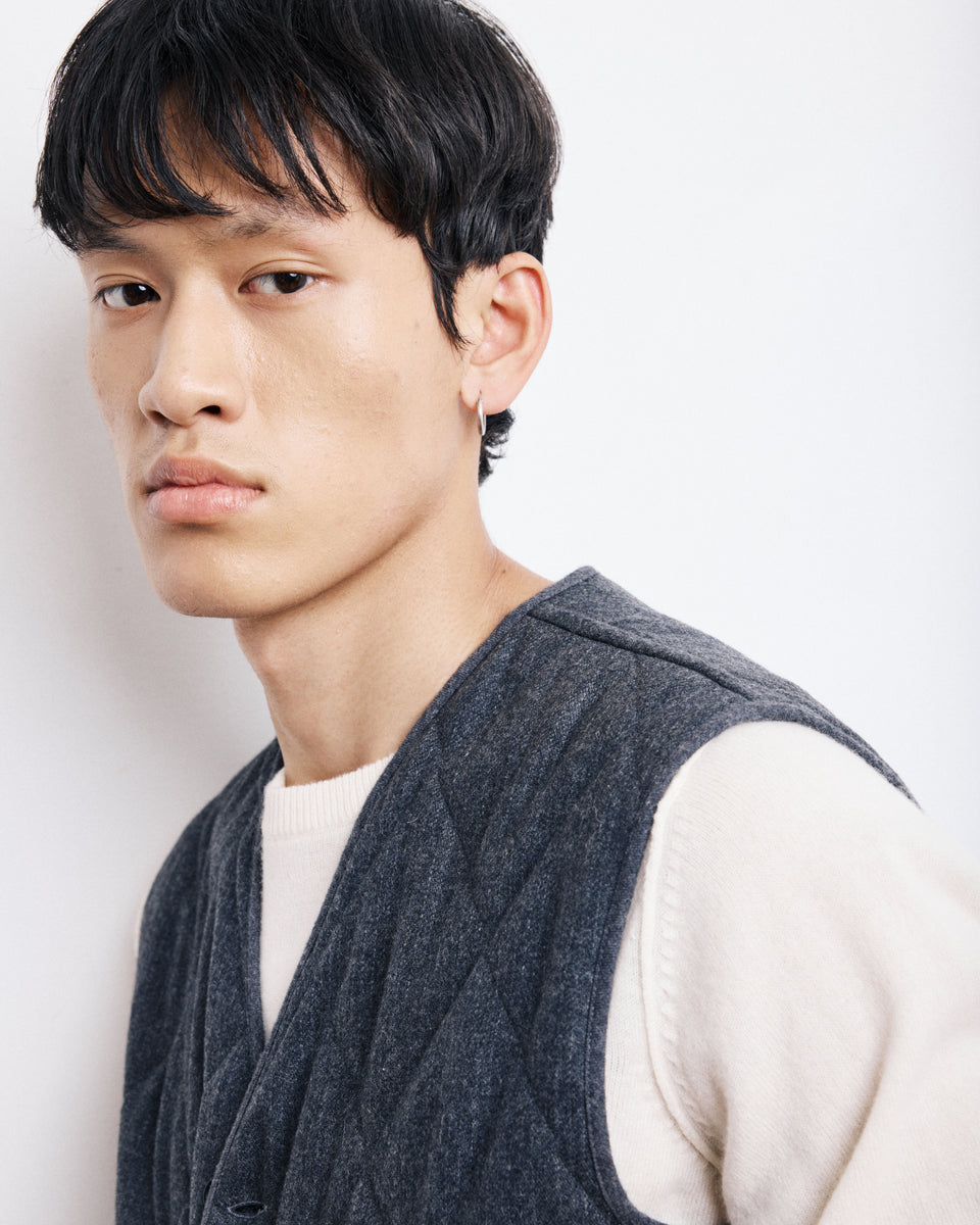 Vic Men's Grey Striped Flannel Vest - Image 3