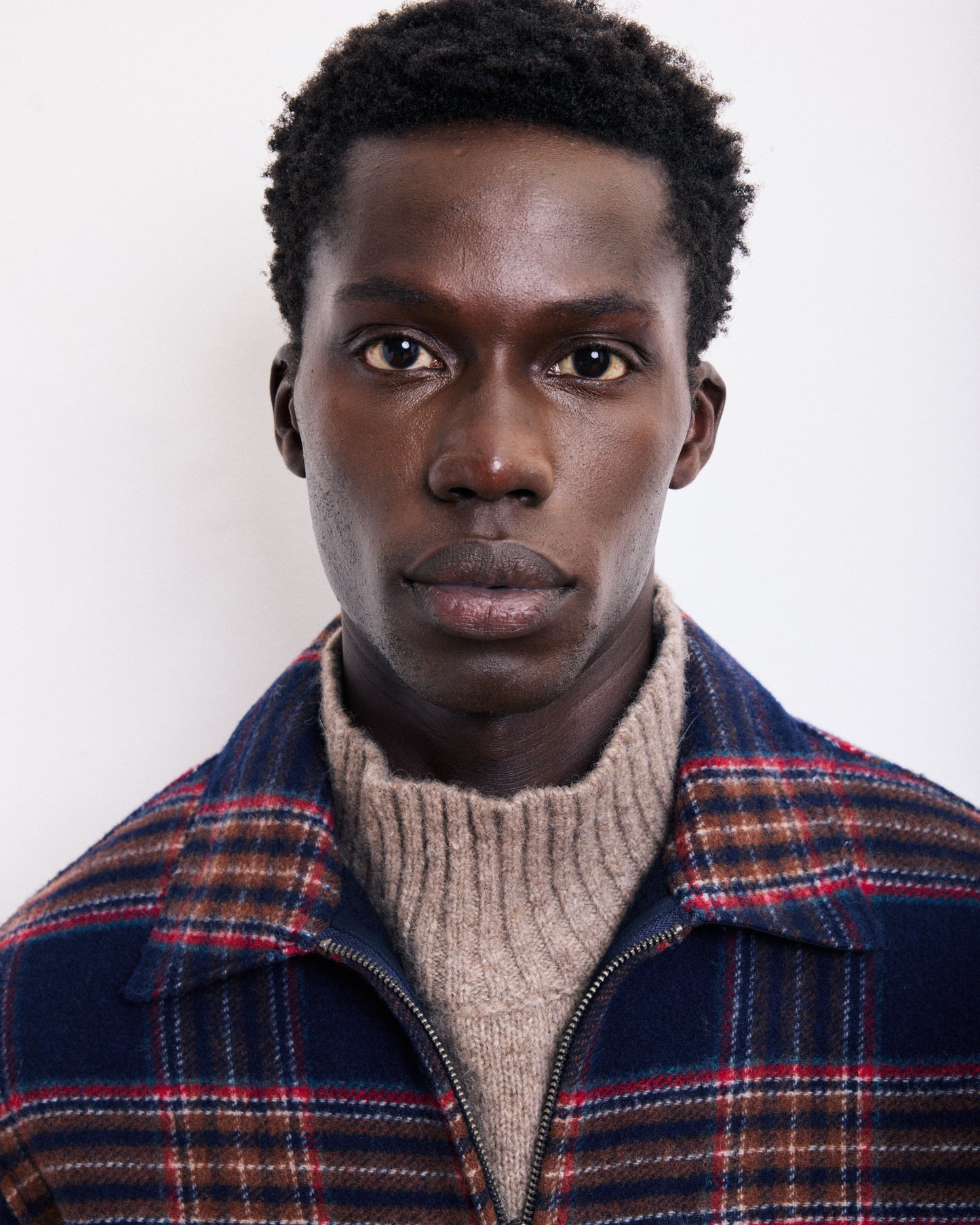 Blouson Homme en Laine Double Face à carreaux Bleu Marine Dave