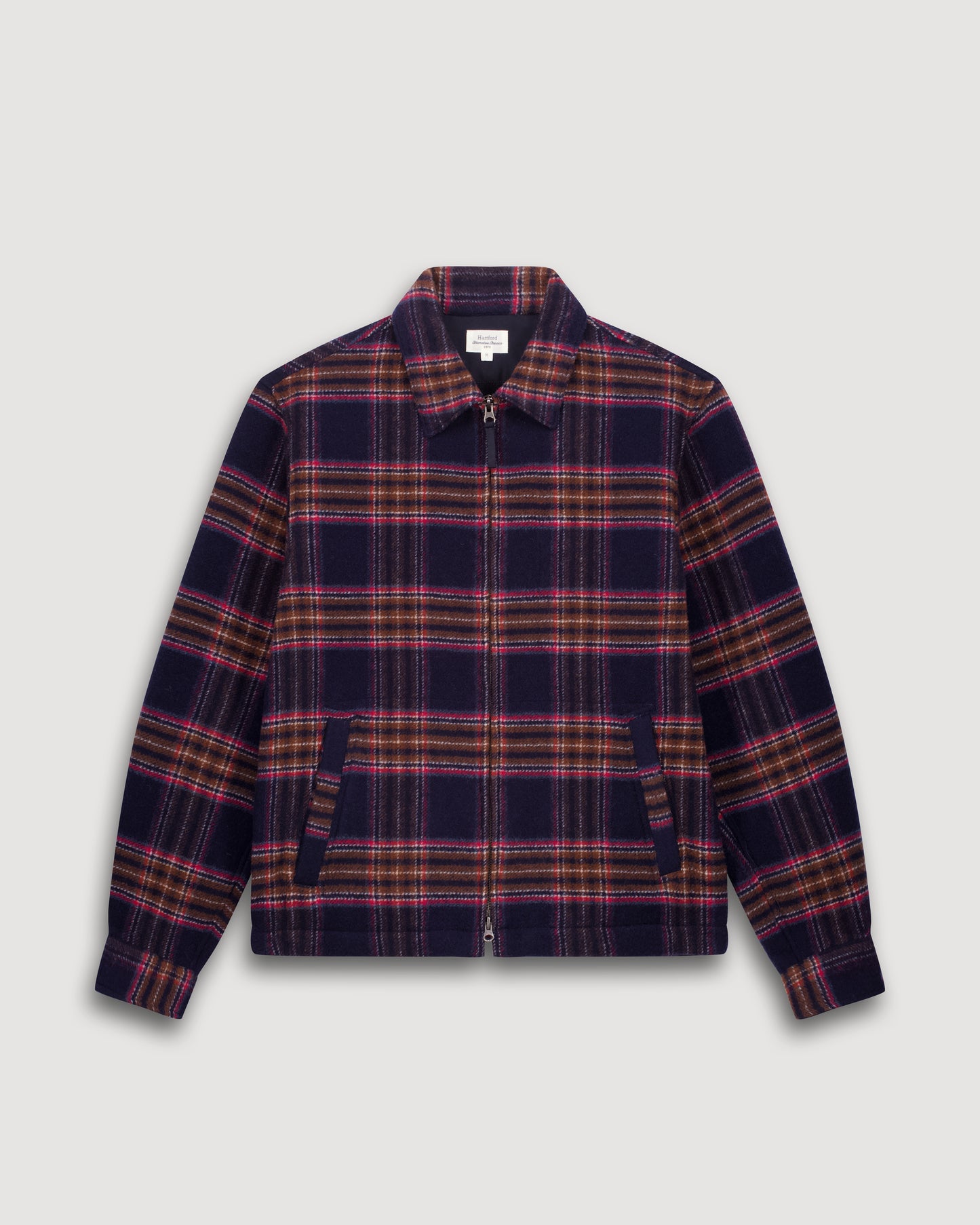 Dave Men's Navy Blue Checked Double Face Wool Jacket